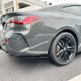 BMW 4 SERIES G22 G23 M SPORT 2020+ REAR BUMPER CORNER SPLITTERS IN GLOSS BLACK Rear Side Splitters