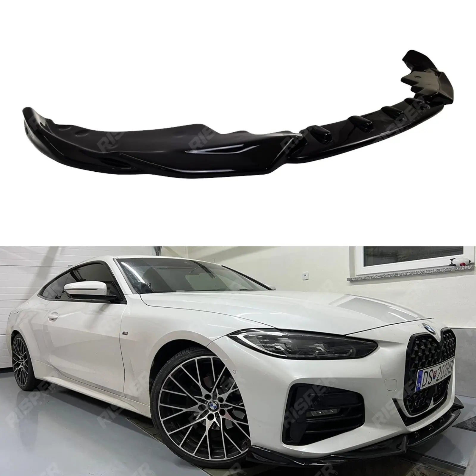 BMW 4 Series G22 M Sport 2020+ - Gloss Black RISPER Front Splitter Lip Main image