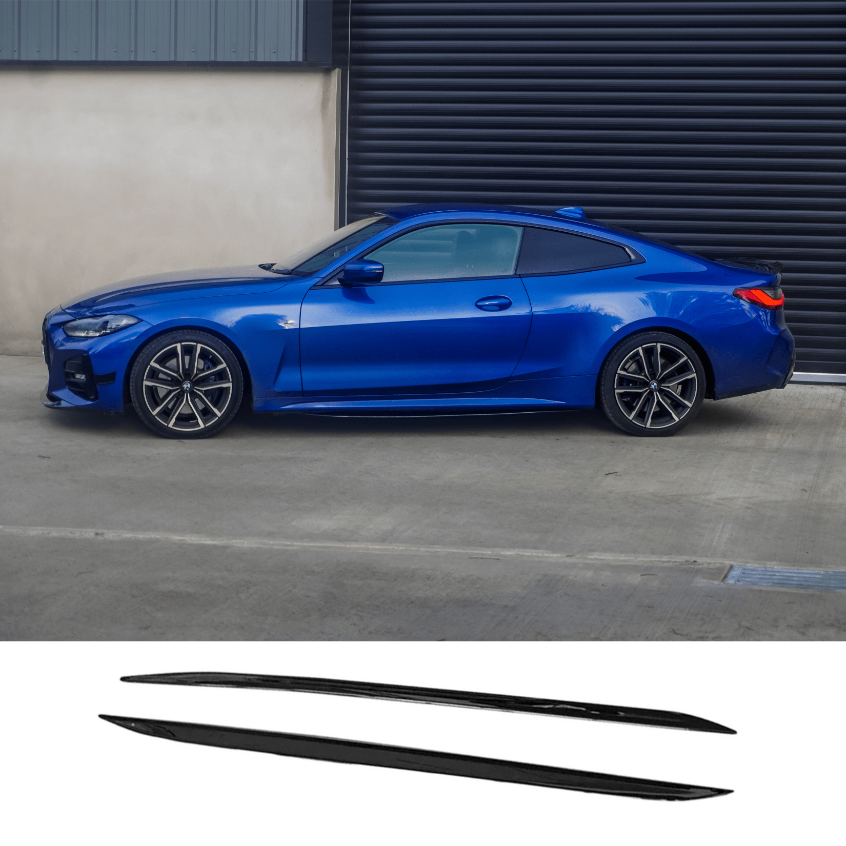 BMW 4 Series G22 M Sport 2020+ Side Skirt Splitters in Gloss Black
