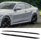 BMW 4 Series G22 M Sport 2020+ Side Skirt Splitters in Gloss Black Side Skirt Splitter