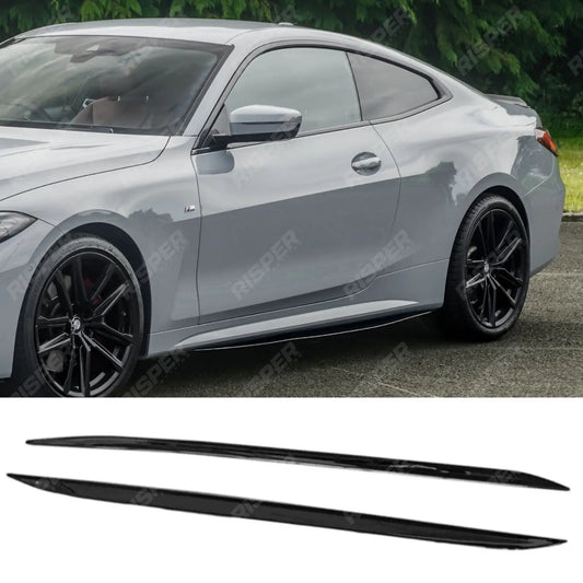 BMW 4 Series G22 M Sport 2020+ Side Skirt Splitters in Gloss Black Side Skirt Splitter