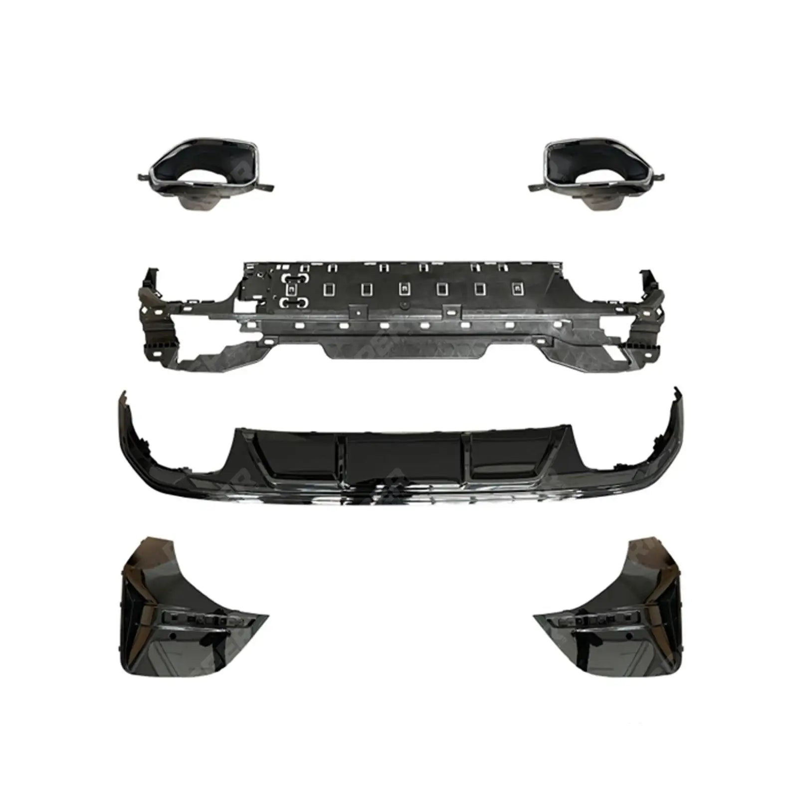 BMW 4 Series G26 Gran Coupe 2021+ 440i Style M Performance Rear Diffuser with Tips in Gloss Black Main image