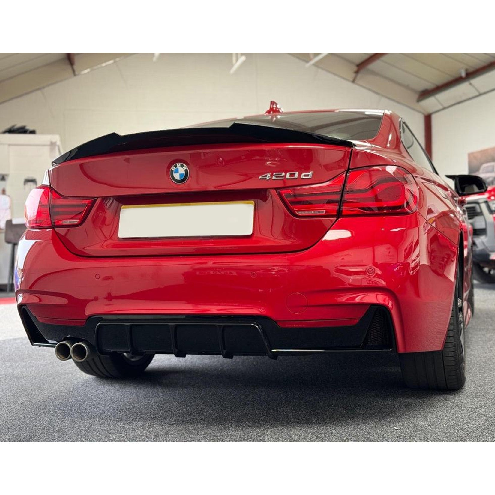 BMW 4 Series M Sport F32 F36 - Gloss Black Rear Diffuser Single Side Dual Tip