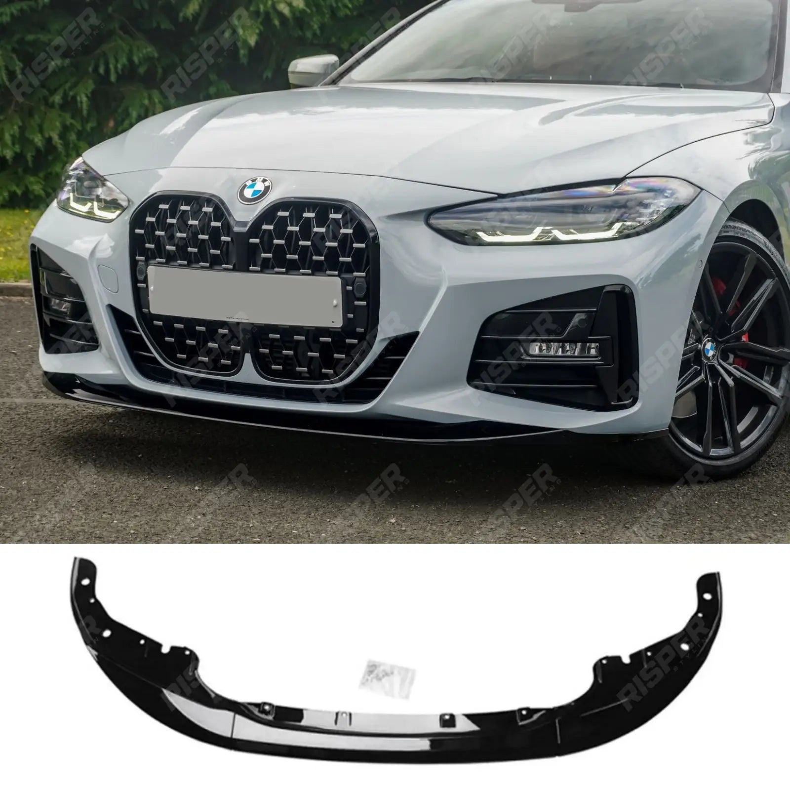 BMW 4 Series M Sport G22 G23 2020+ Front Splitter in Gloss Black Front Splitter Main image