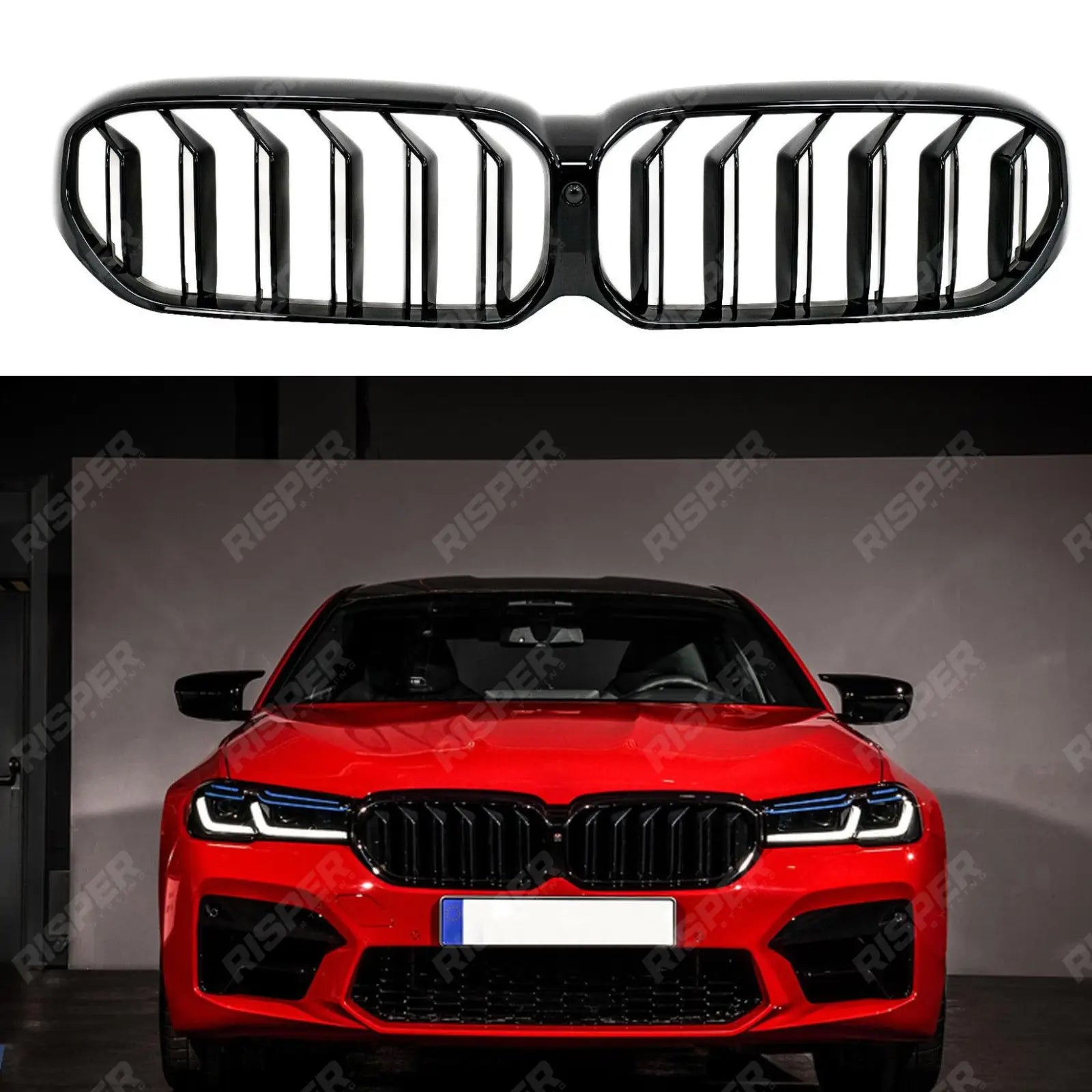 BMW 5 Series G30 G31 2021+ LCI Upgrade Front Grill in Gloss Black - M5 Look Main image