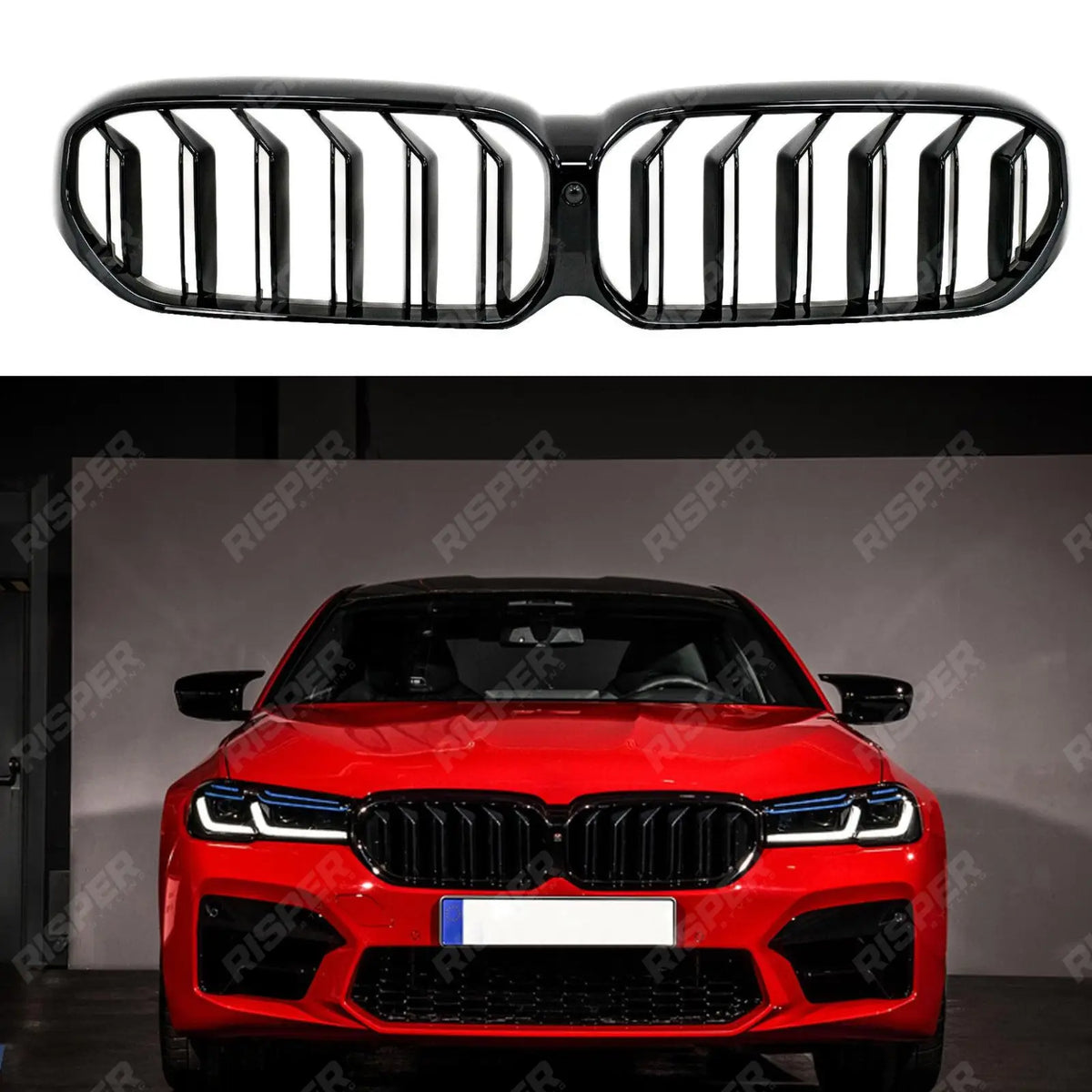 BMW 5 Series G30 G31 2021+ LCI Upgrade Front Grill in Gloss Black - M5 Look