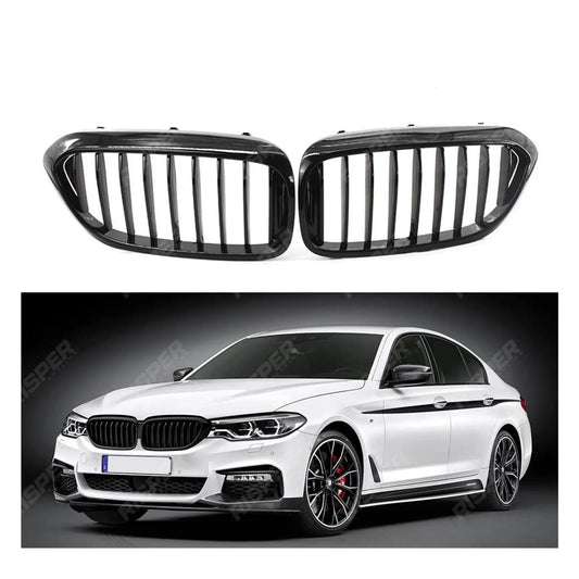 BMW 5 Series G30 G31 Pre LCI 2017 - 2020 M5 Style Solid Slat Upgrade Front Grill In Gloss Black