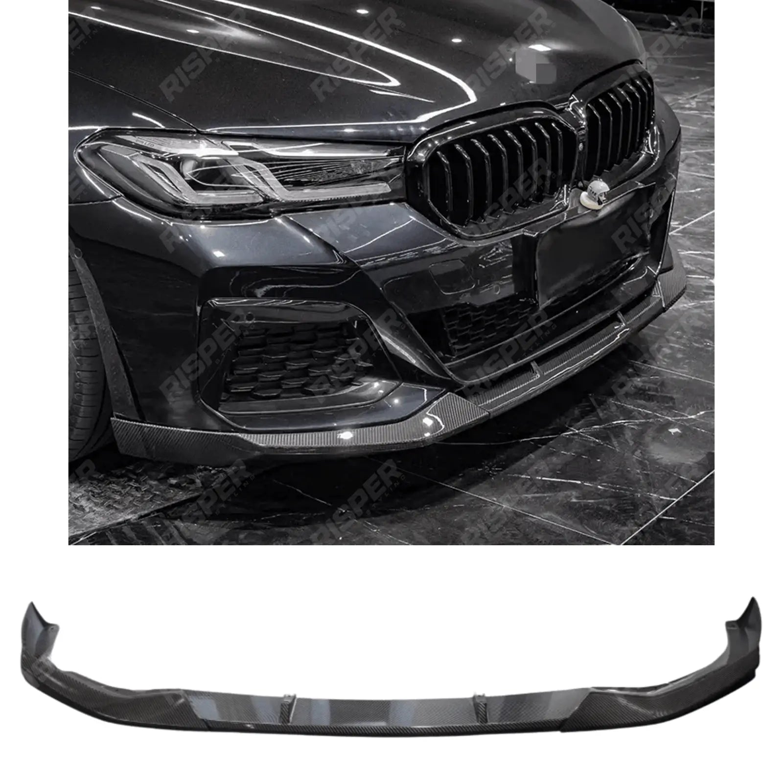 Bmw 5 Series G30 M Sport 2021+ LCI Front Splitter In Carbon Look Main image