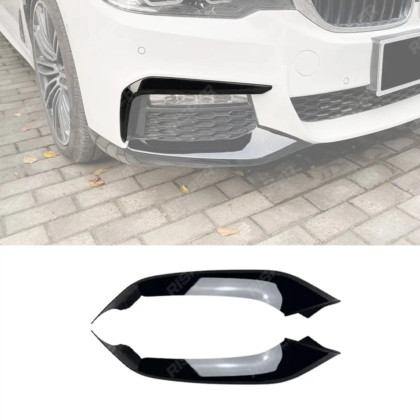 BMW 5 SERIES G30 (PRE LCI) 2017-2020 FRONT BUMPER CORNER SPLITTER IN GLOSS BLACK Body Trims Main image