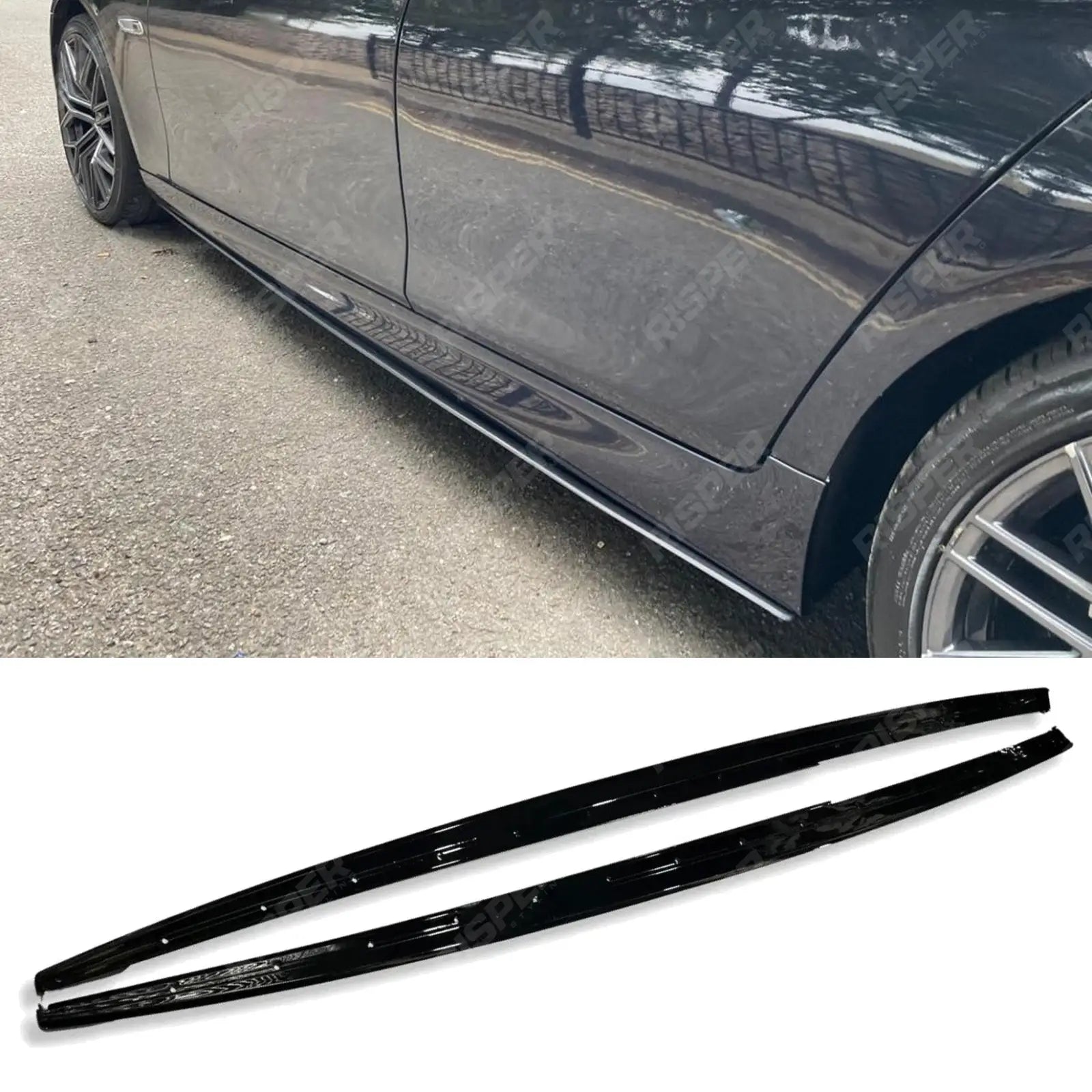 BMW 5 Series M Sport F10 F18 Side Skirt Splitters in Gloss Black Main image