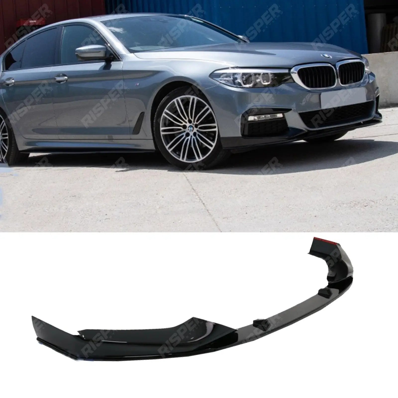 BMW 5 Series M Sport G30 G31 2017 - 2020 (pre - LCI) Front Splitter In Gloss Black Main image