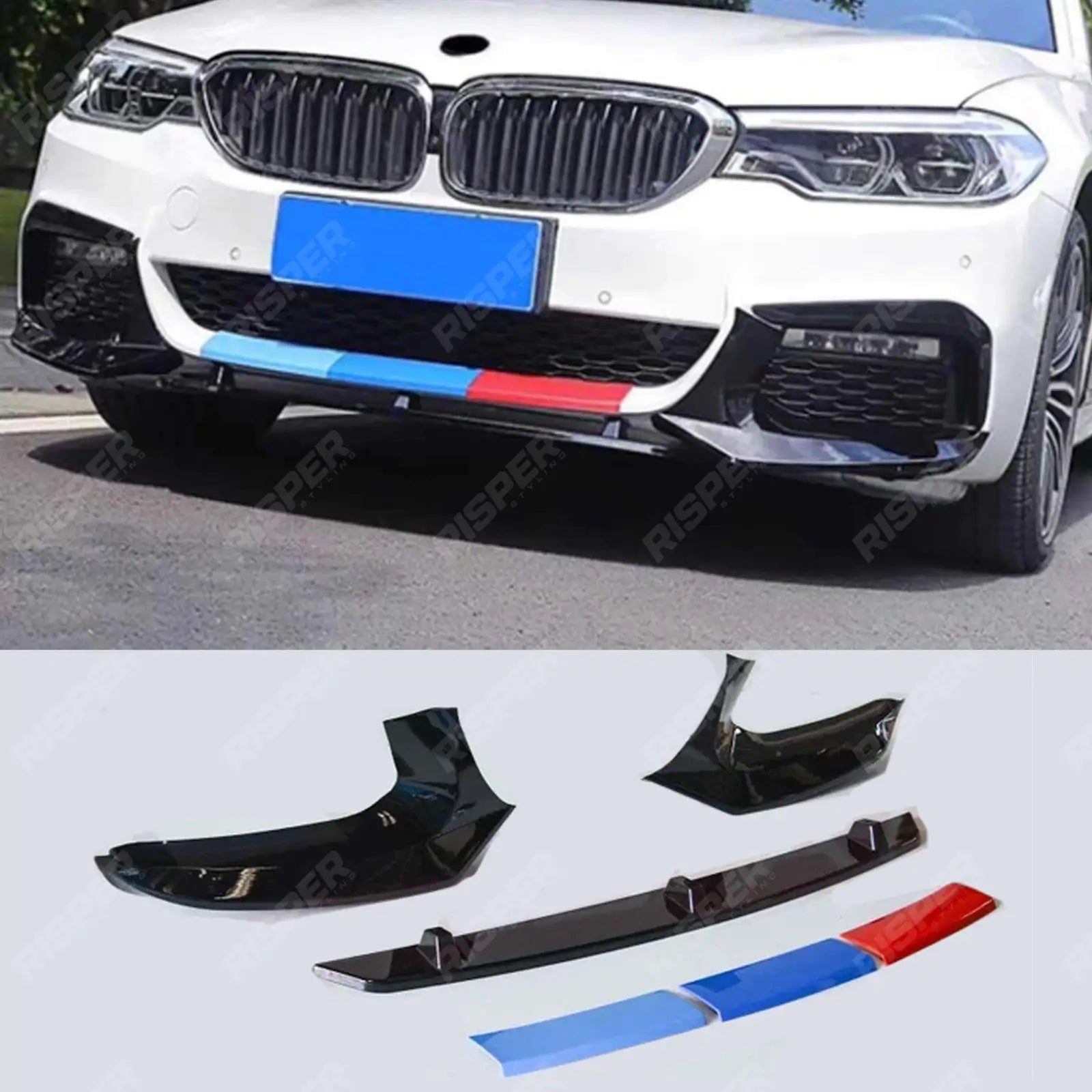 BMW 5 Series M Sport G30 G31 2017+ M5 Look Front Splitter In Gloss Black