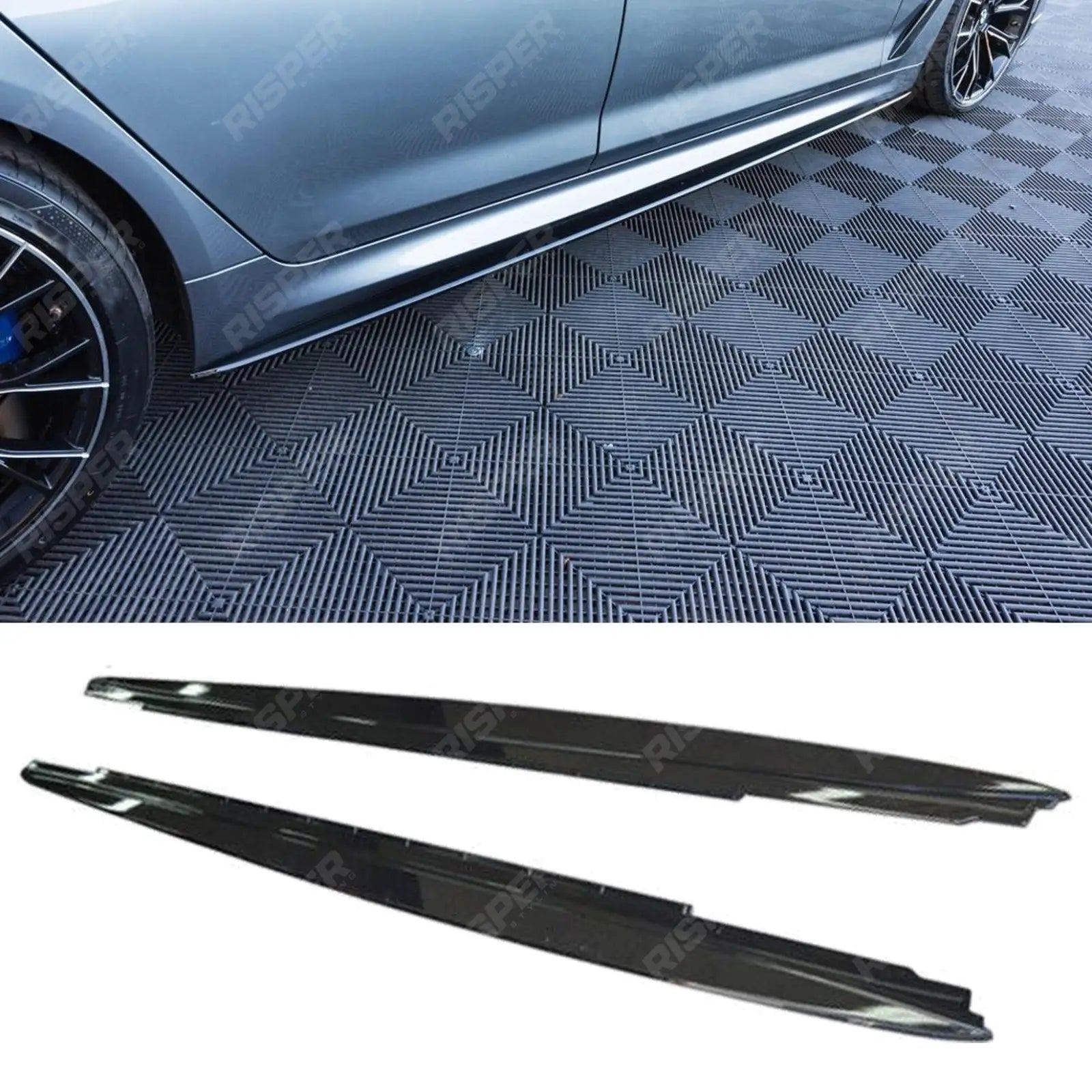 BMW 5 Series M Sport G30 G31 2017+ Side Skirt Splitters In Gloss Black Main image