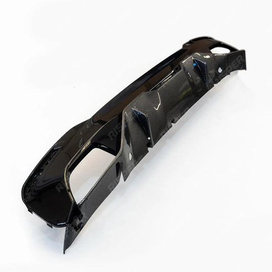 BMW 5 Series M Sport G30 G31 (pre LCI 2017 - 2020) MP Rear Diffuser - Dual Exit Gloss Black & Carbon Look