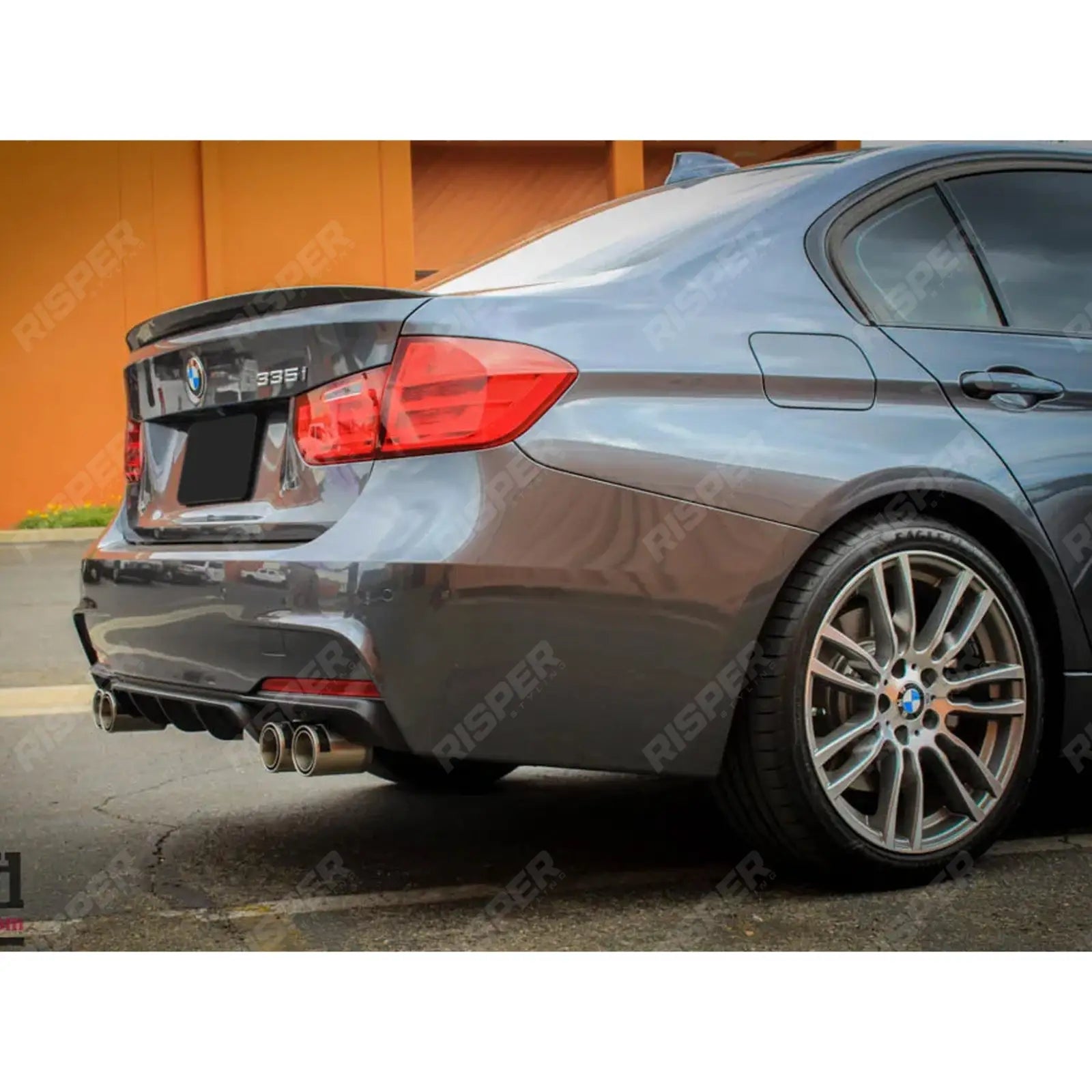 Bmw F30 F35 M Sport Quad Exit Rear Diffuser - Matte Black