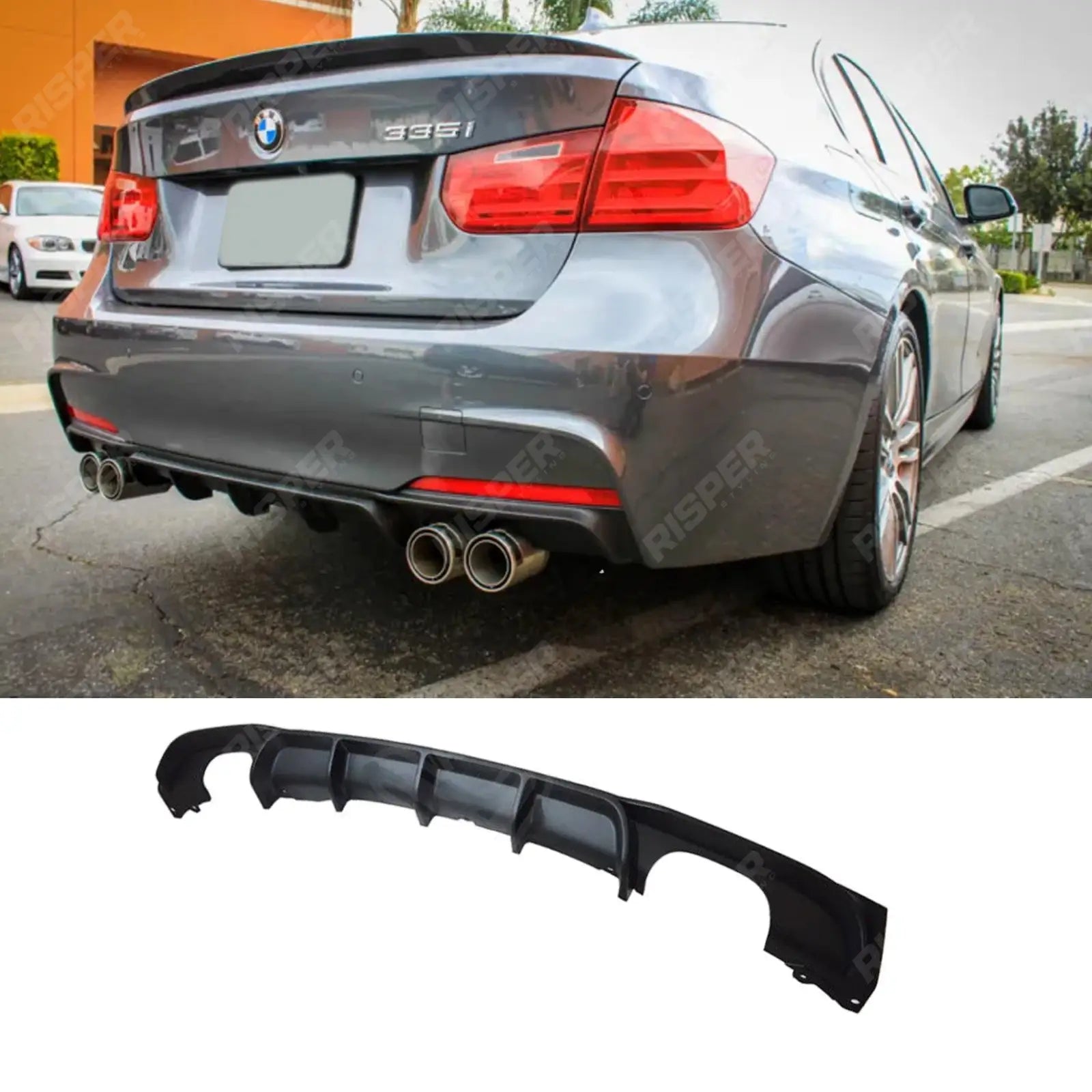 Bmw F30 F35 M Sport Quad Exit Rear Diffuser - Matte Black Main image
