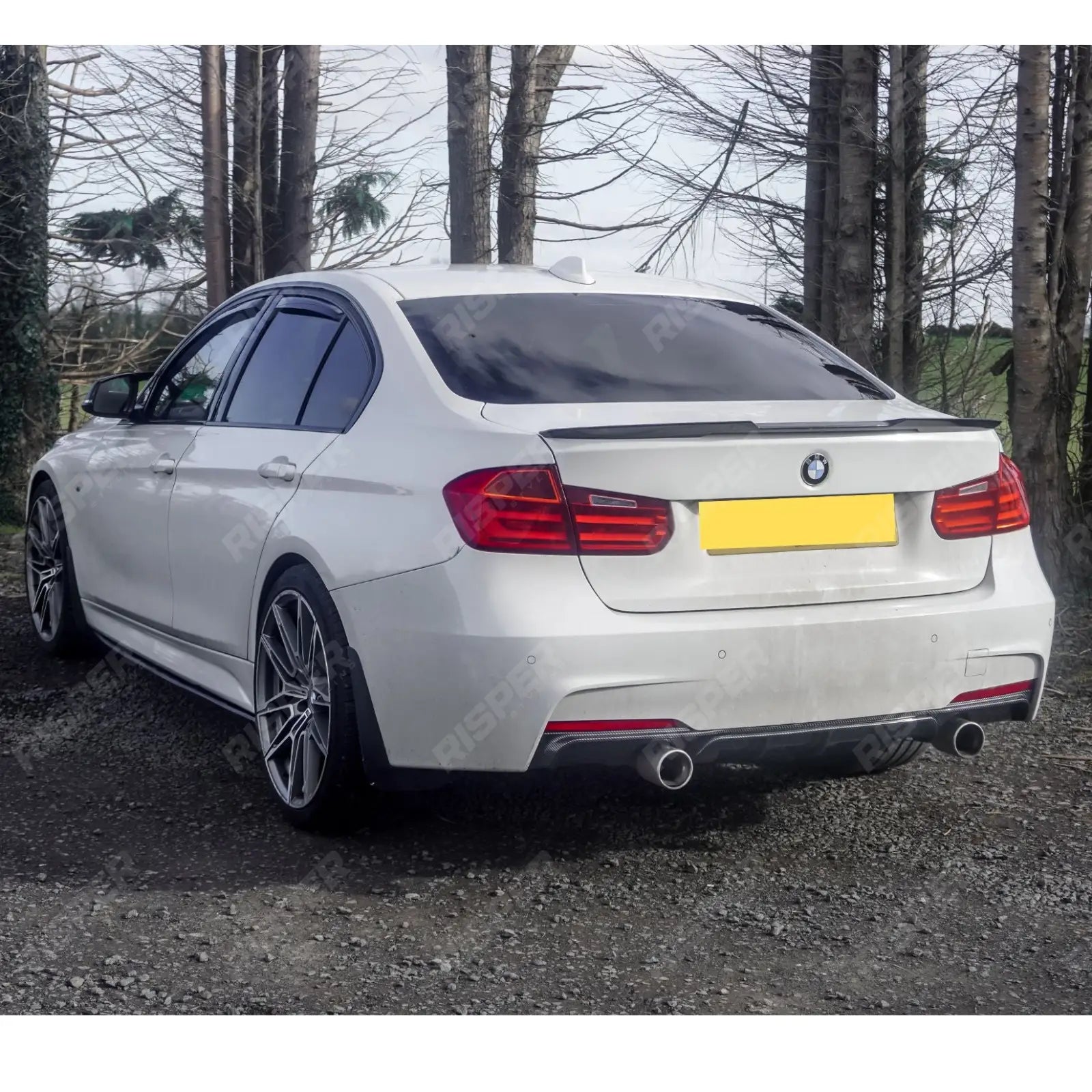 Bmw F30 F35 M Sport Single Tip Twin Exit Rear Diffuser - Carbon Look Diffuser