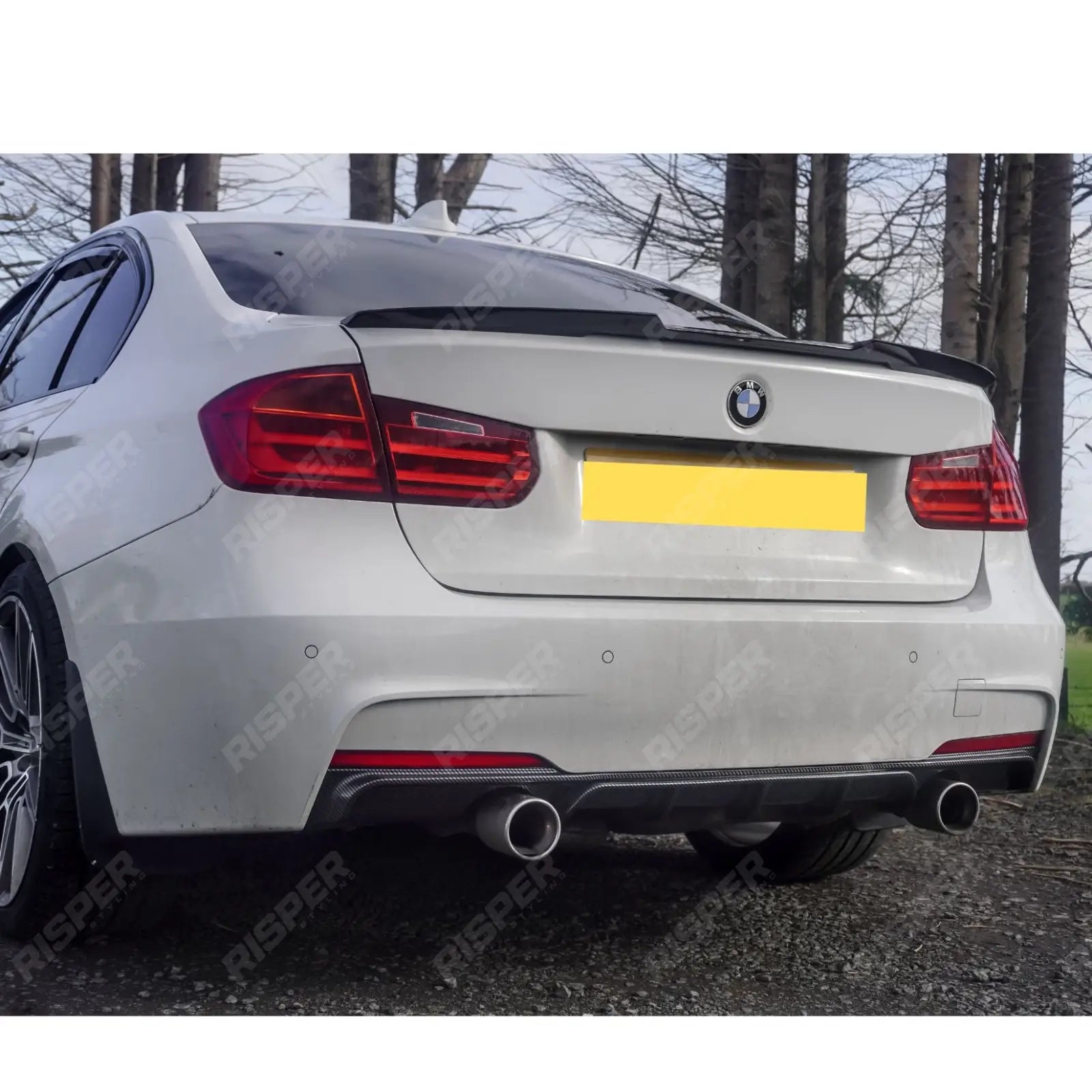 Bmw F30 F35 M Sport Single Tip Twin Exit Rear Diffuser - Carbon Look Diffuser