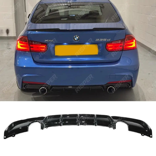 Bmw F30 F35 M Sport Single Tip Twin Exit Rear Diffuser In Gloss Black