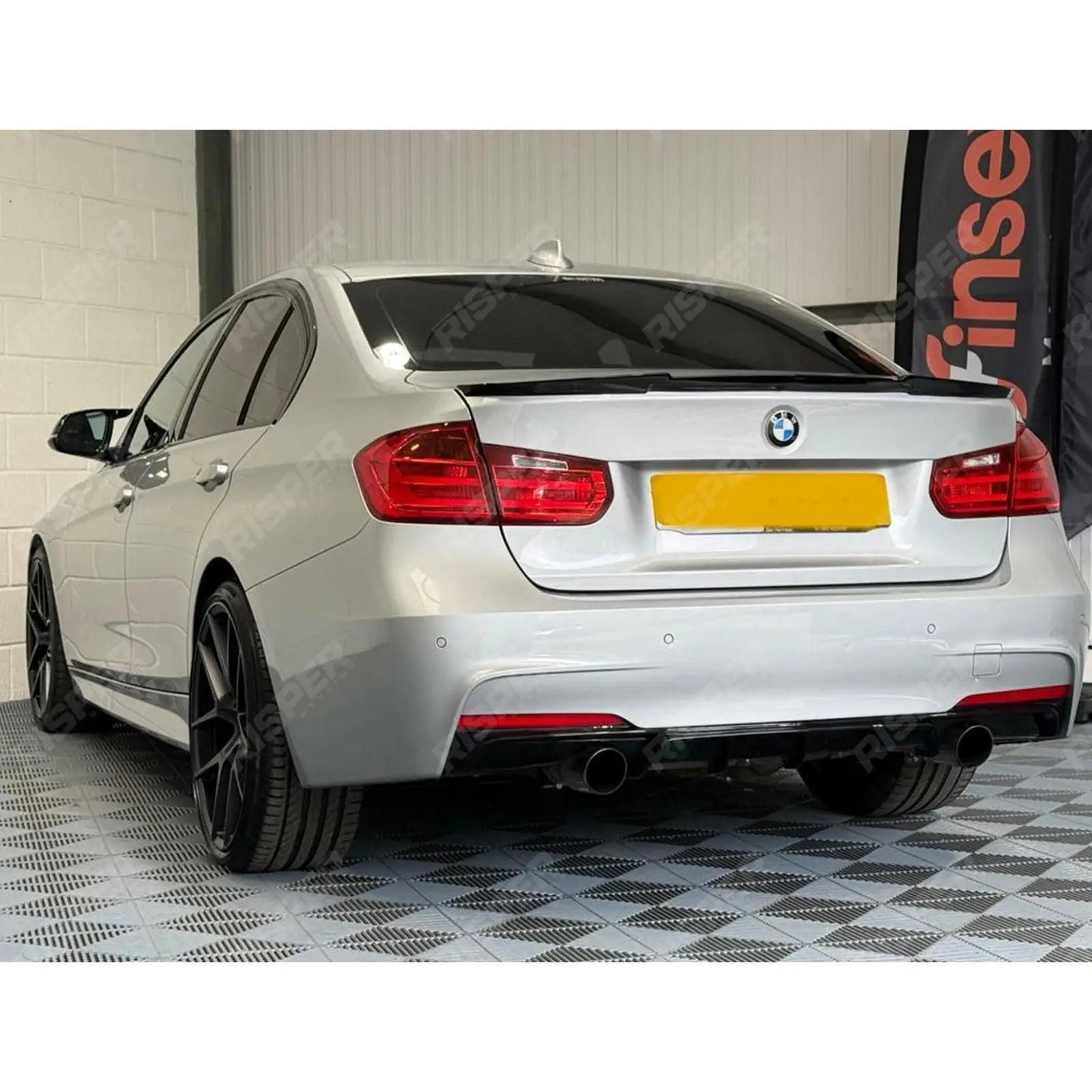 Bmw F30 F35 M Sport Single Tip Twin Exit Rear Diffuser In Gloss Black