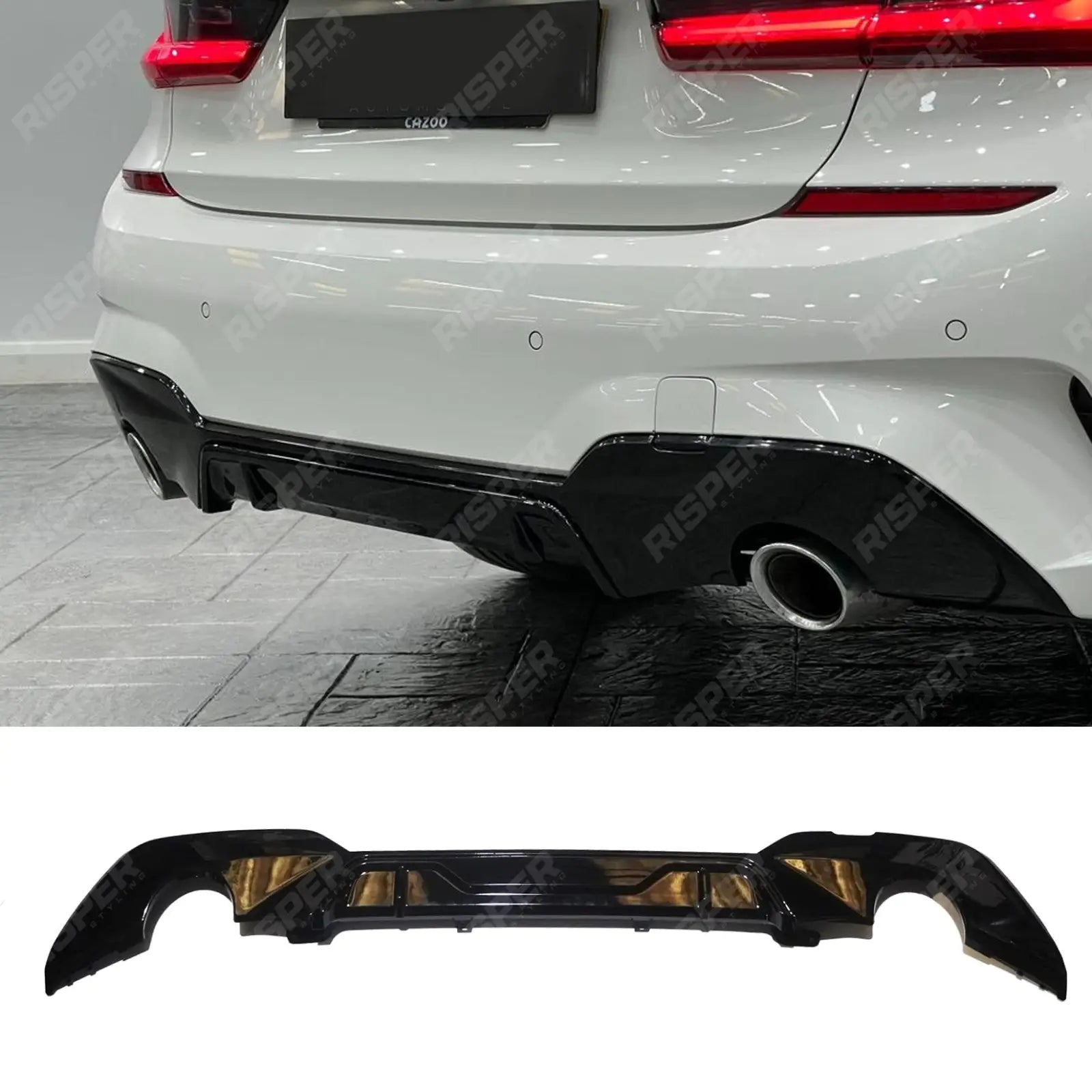BMW G20 G21 2018 - 2021 M Sport Rear Diffuser Dual Exit Gloss Black Main image
