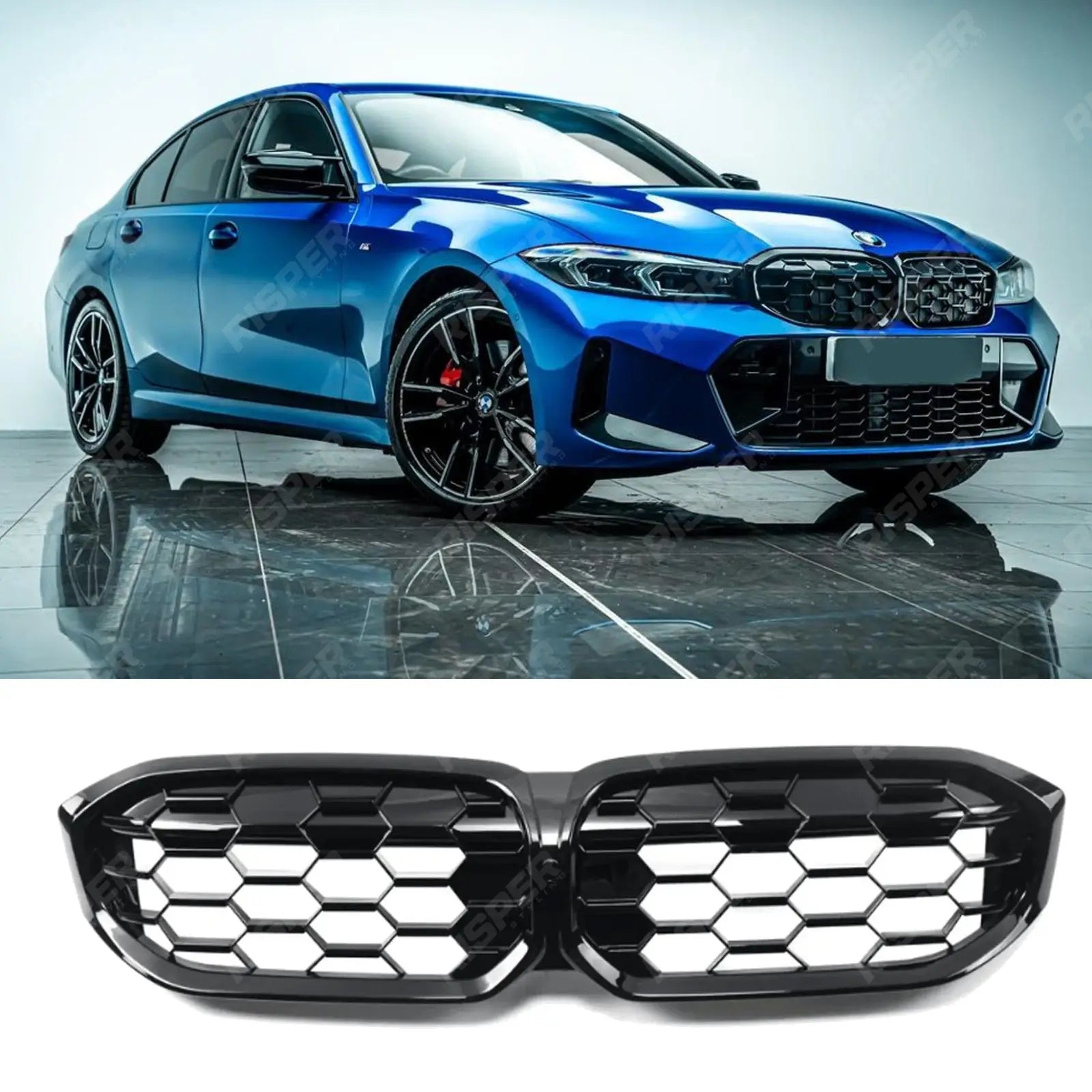 Bmw G20/G21 3 Series LCI Gloss Black Honeycomb Front Grille Main image