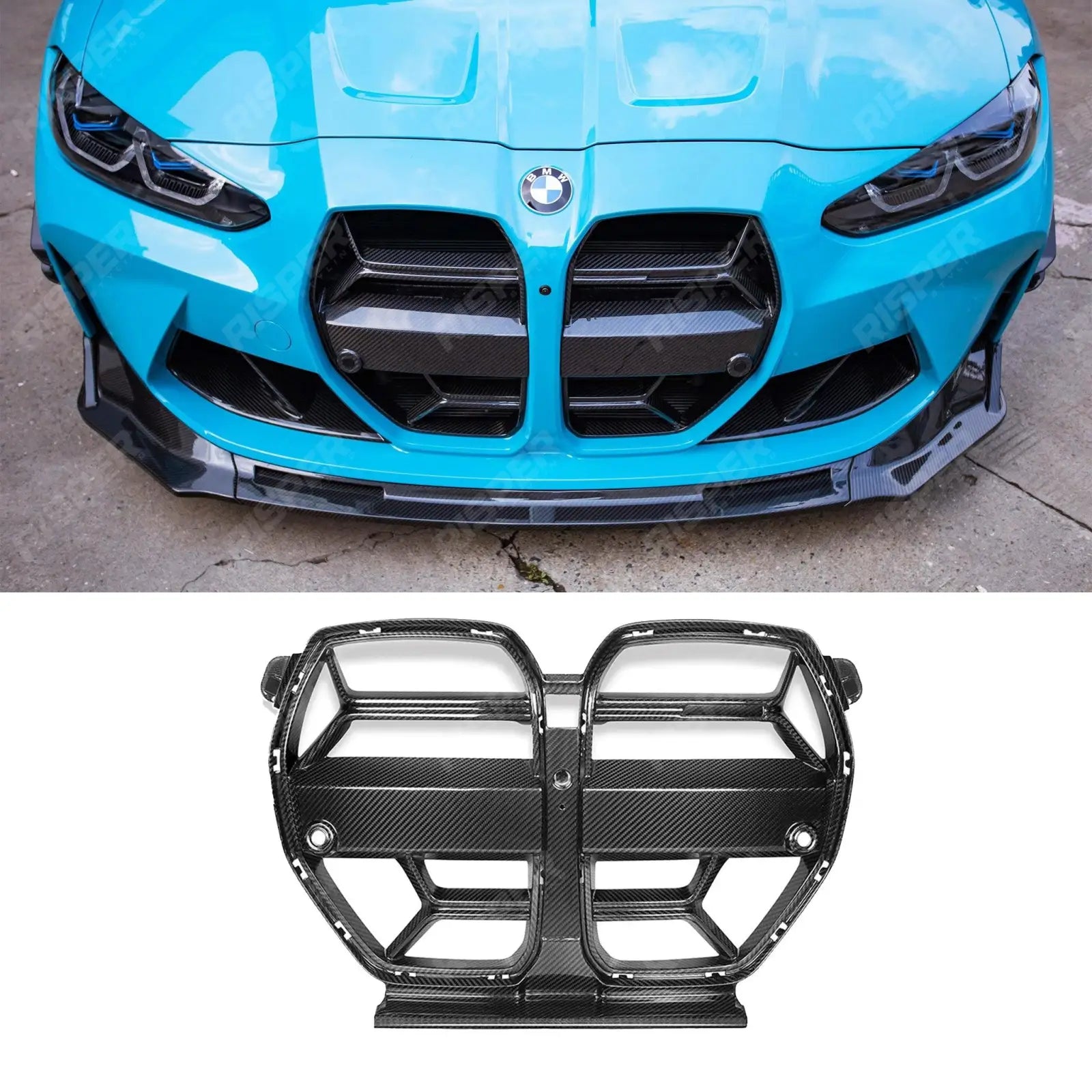 BMW G80 G81 M3 G82 G83 M4 CSL Dry Carbon Fiber Front Kidney Grill - With or Without ACC Main image