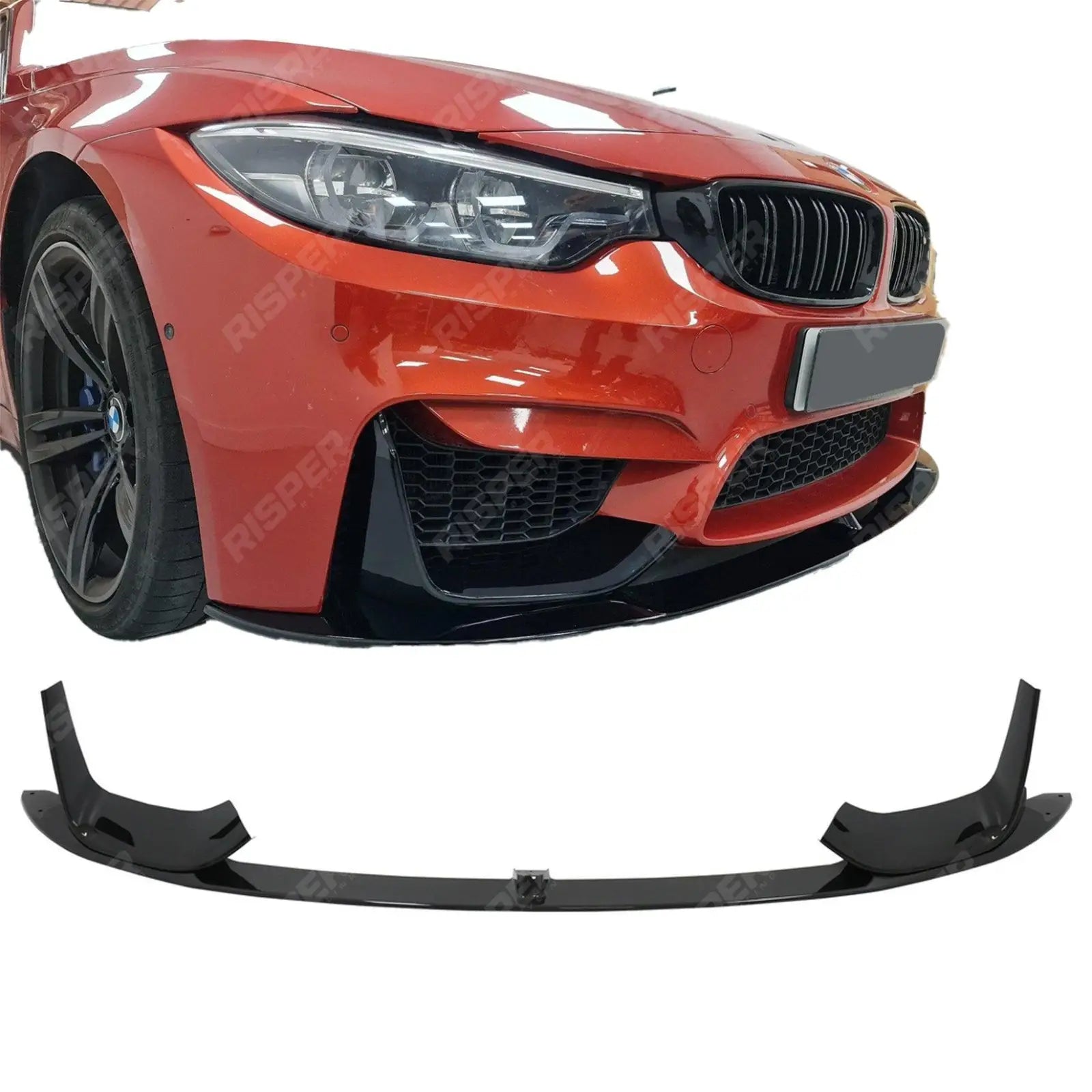 BMW M3 M4 F80 F82 Front Splitter in Gloss Black Main image