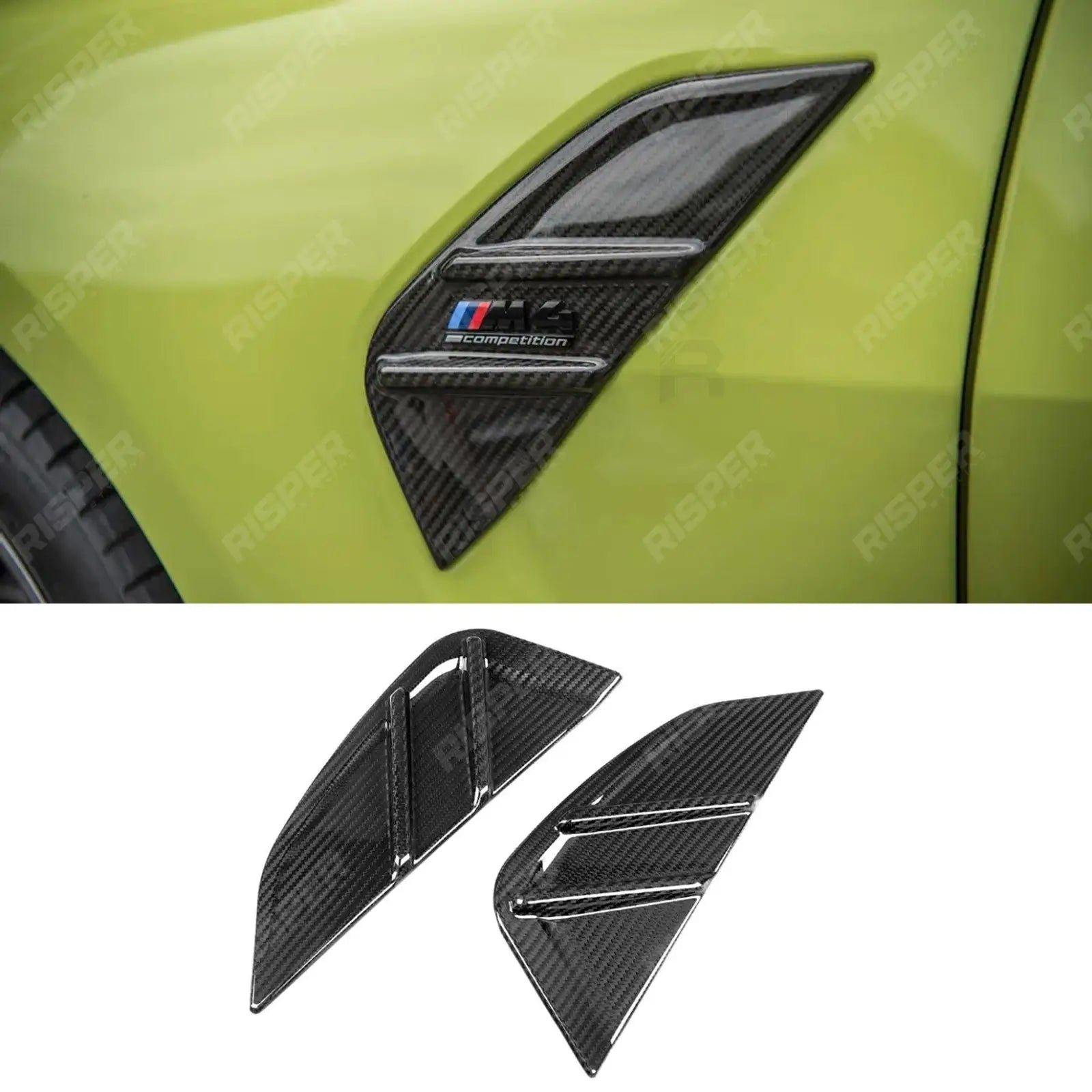 BMW M3 M4 G80 G82 - Dry Carbon Fiber Side Fender Badge Covers Main image