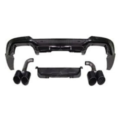 BMW X4 G02 PRE LCI 2018-2022 Black Knight Rear Diffuser In Gloss Black (With Exhaust Tips) - Diffuser