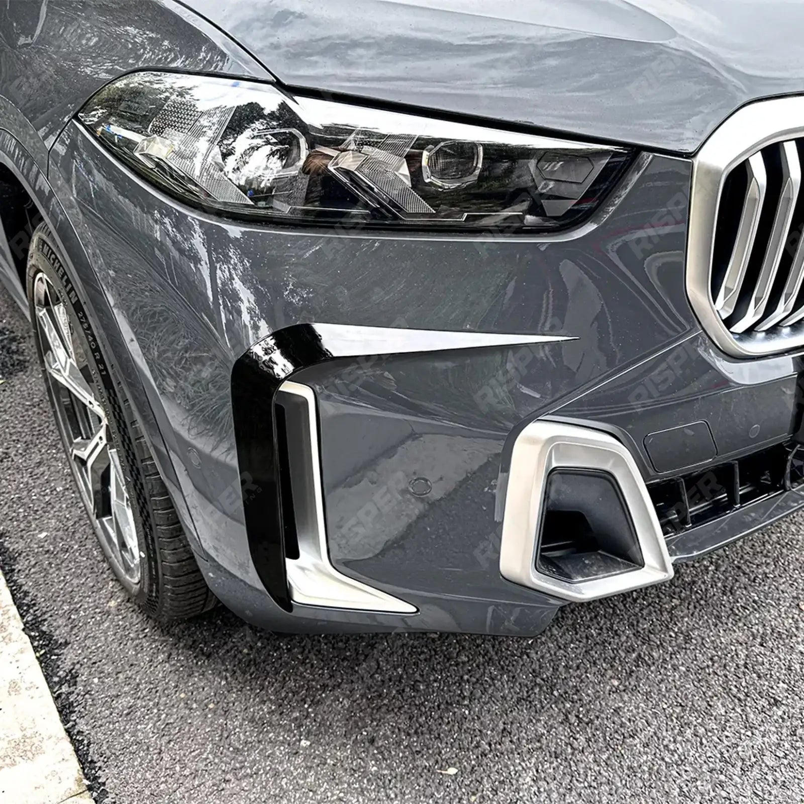 BMW X5 G05 (LCI) M Sport 2023+ Front Bumper Canards In Gloss Black Body Trims
