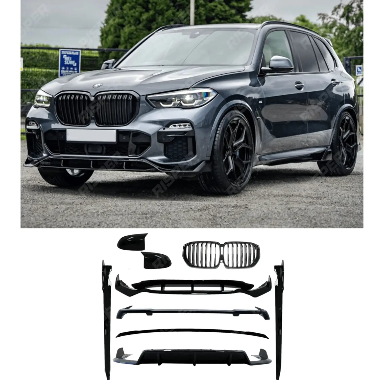 Bmw X5 G05 M Sport 2018 - 2022 - Black Knight Aero Kit Full - With Grill & Mirror Caps Main image