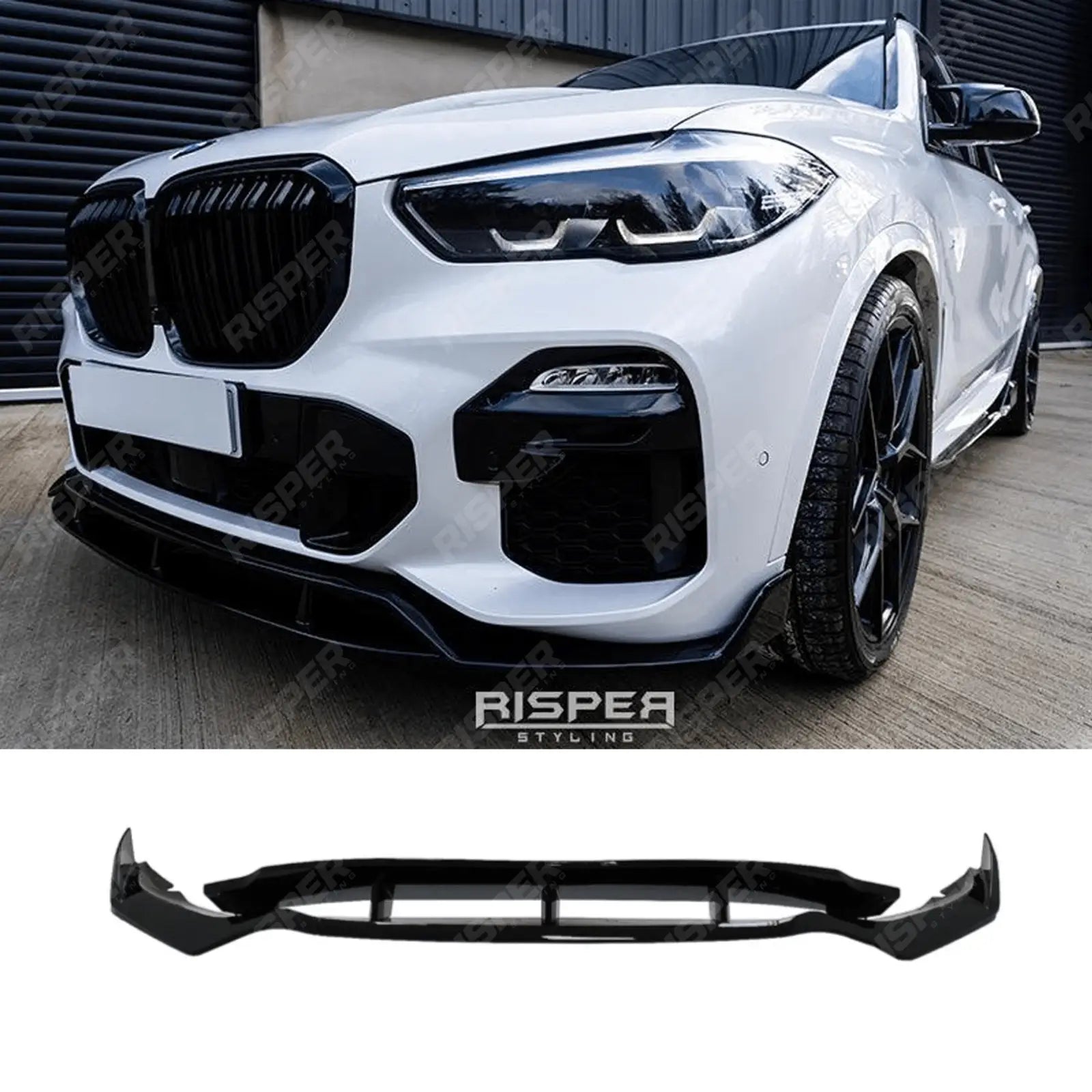 BMW X5 G05 M Sport 2018 - 2022 - Black Knight Front Splitter in Gloss Black
