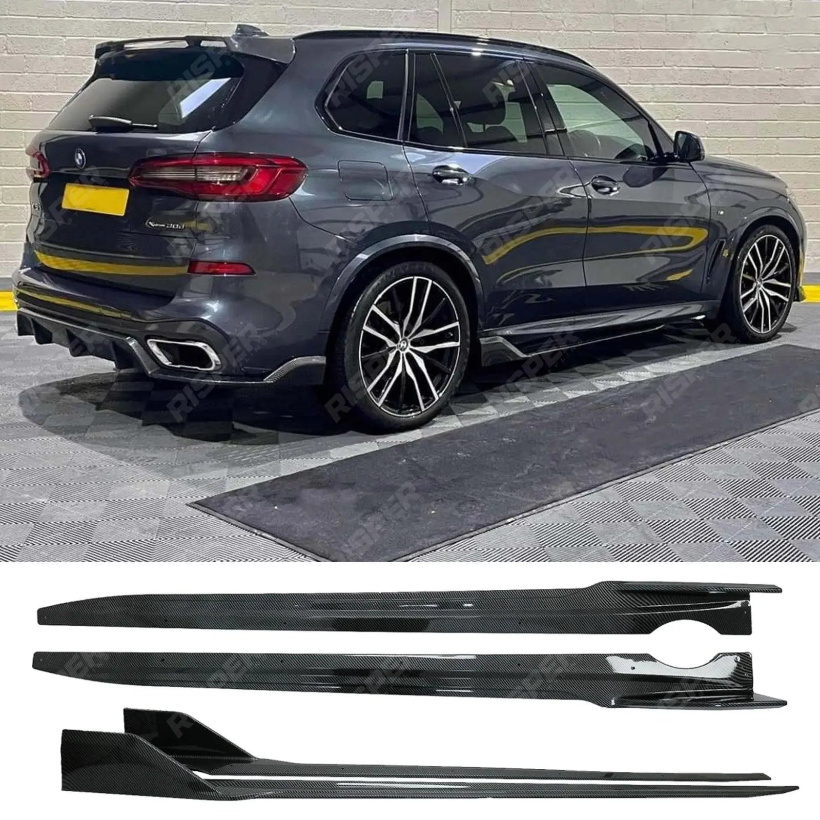 BMW X5 G05 M Sport 2018+ - Black Knight Side Skirt Splitters in Carbon Look Main image