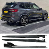 BMW X5 G05 M Sport 2018+ - Black Knight Side Skirt Splitters in Carbon Look