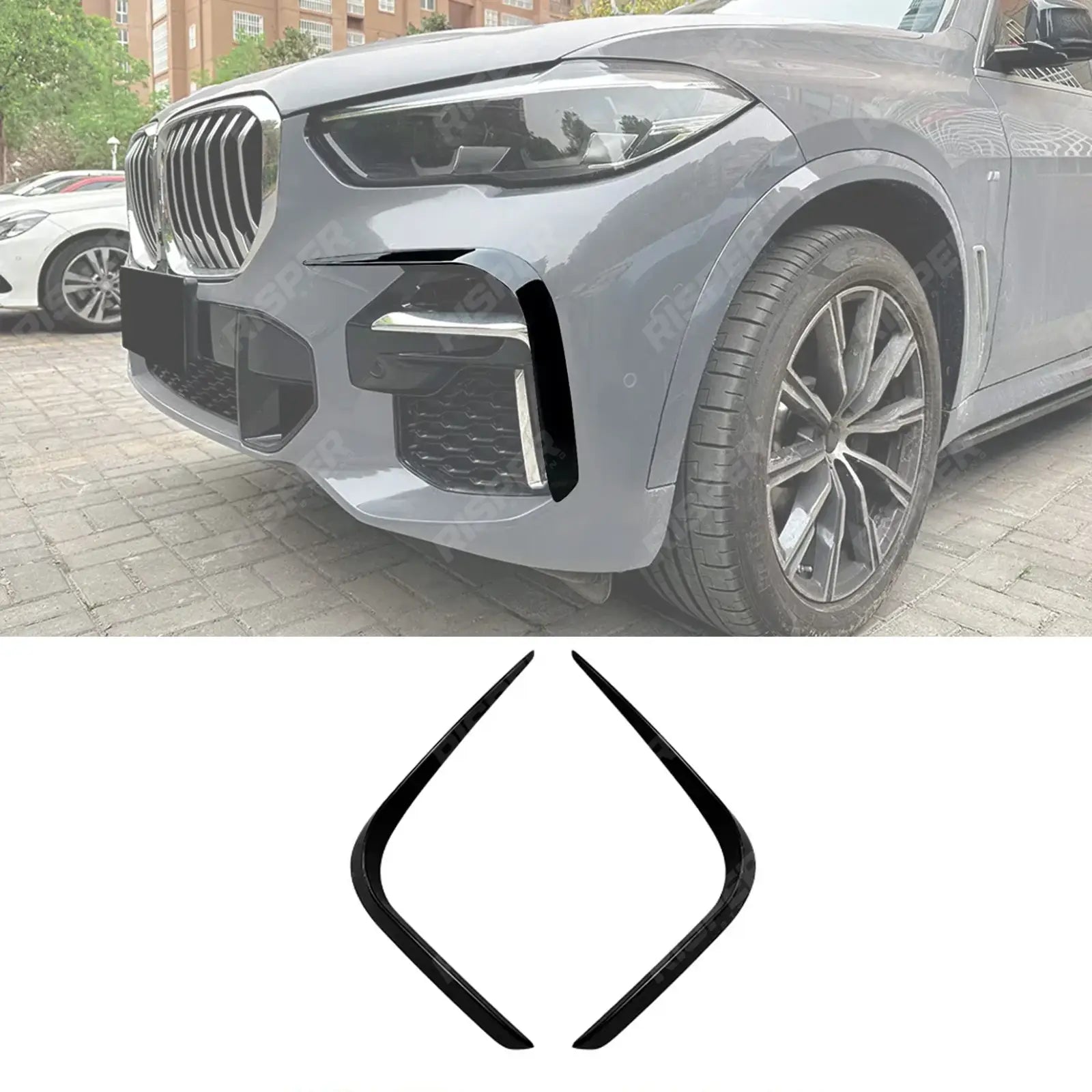BMW X5 G05 (PRE LCI) M Sport 2019-2022 Front Bumper Canards In Gloss Black Body Trims Main image