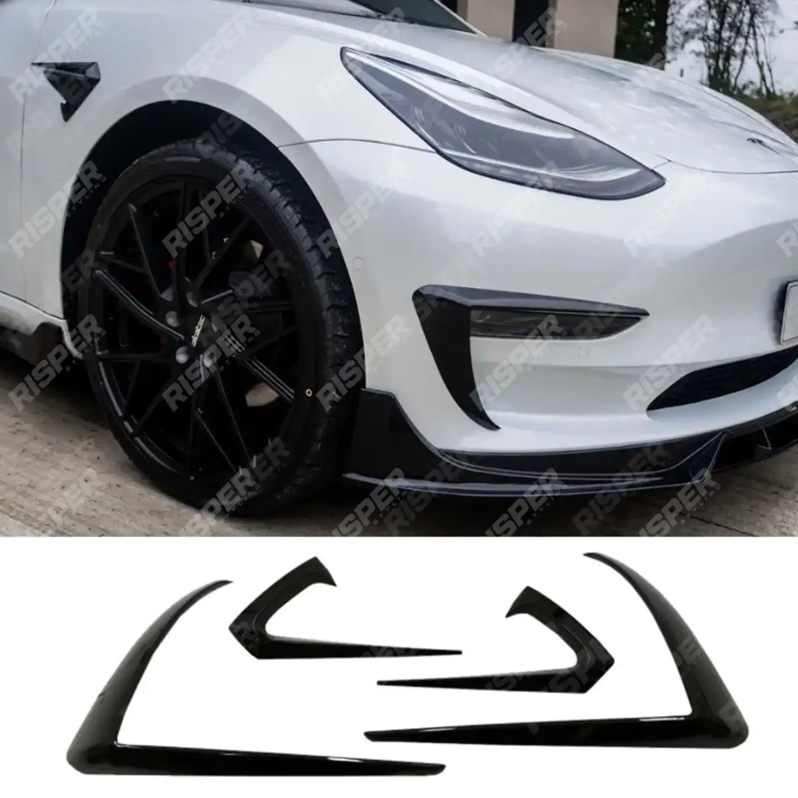 TESLA MODEL 3 2018 ON CANARD ACCENTS - IN GLOSS BLACK Body Trims Main image