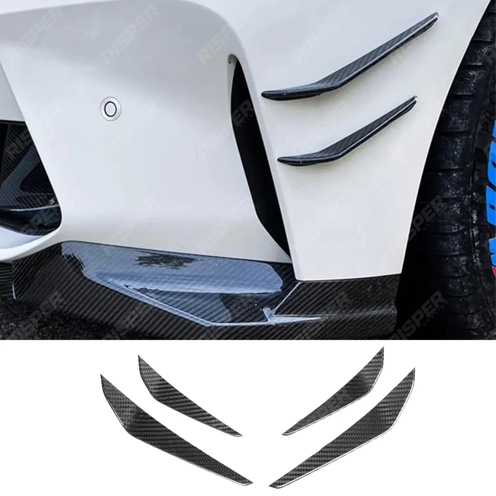BMW M3 G80 - Pre Preg Carbon Fibre Front Bumper Canards M Performance Style Main image