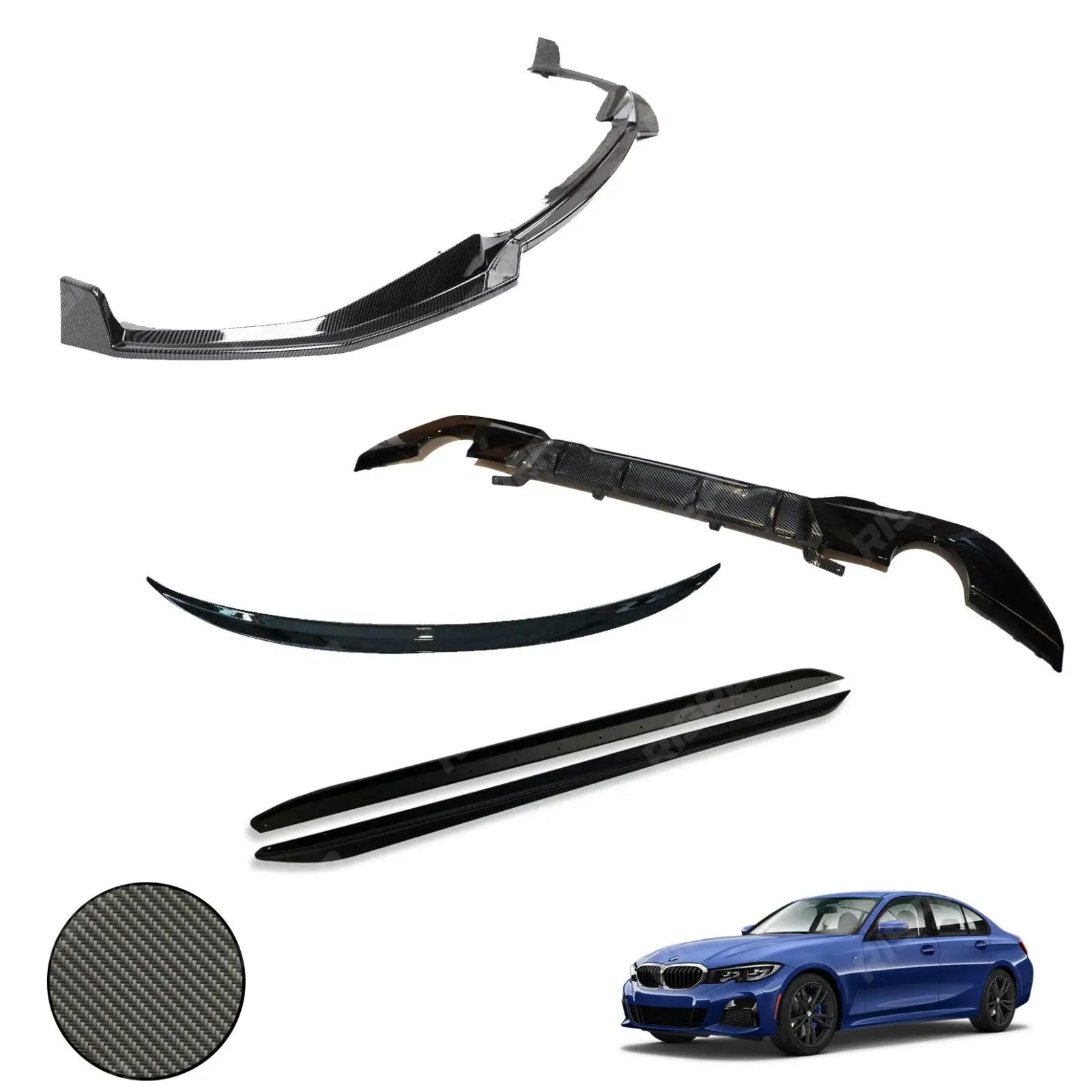 BMW 3 Series G20 G28 M Sport 2018+ Carbon Look Aero Kit Lip Package Main image