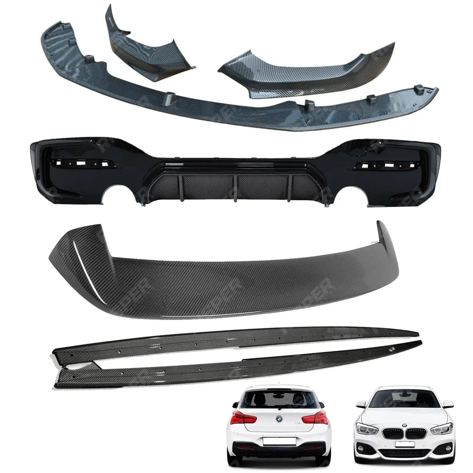 BMW 1 Series LCI M Sport F20 F21 2015 - 2019 Carbon Look Full Aero Body Kit - Diffuser 0___0 Main image