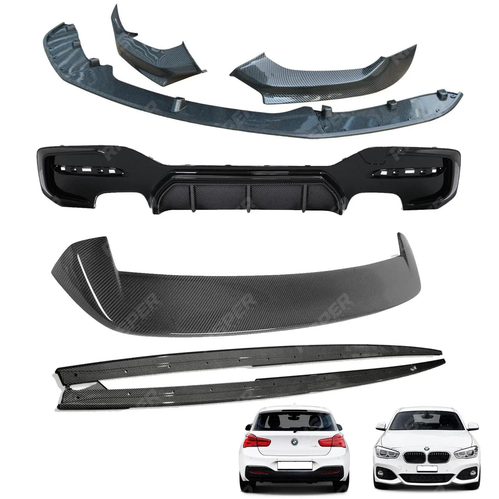 BMW 1 Series LCI M Sport F20 F21 2015 - 2019 Carbon Look Full Aero Body Kit - Diffuser 00___00 Main image