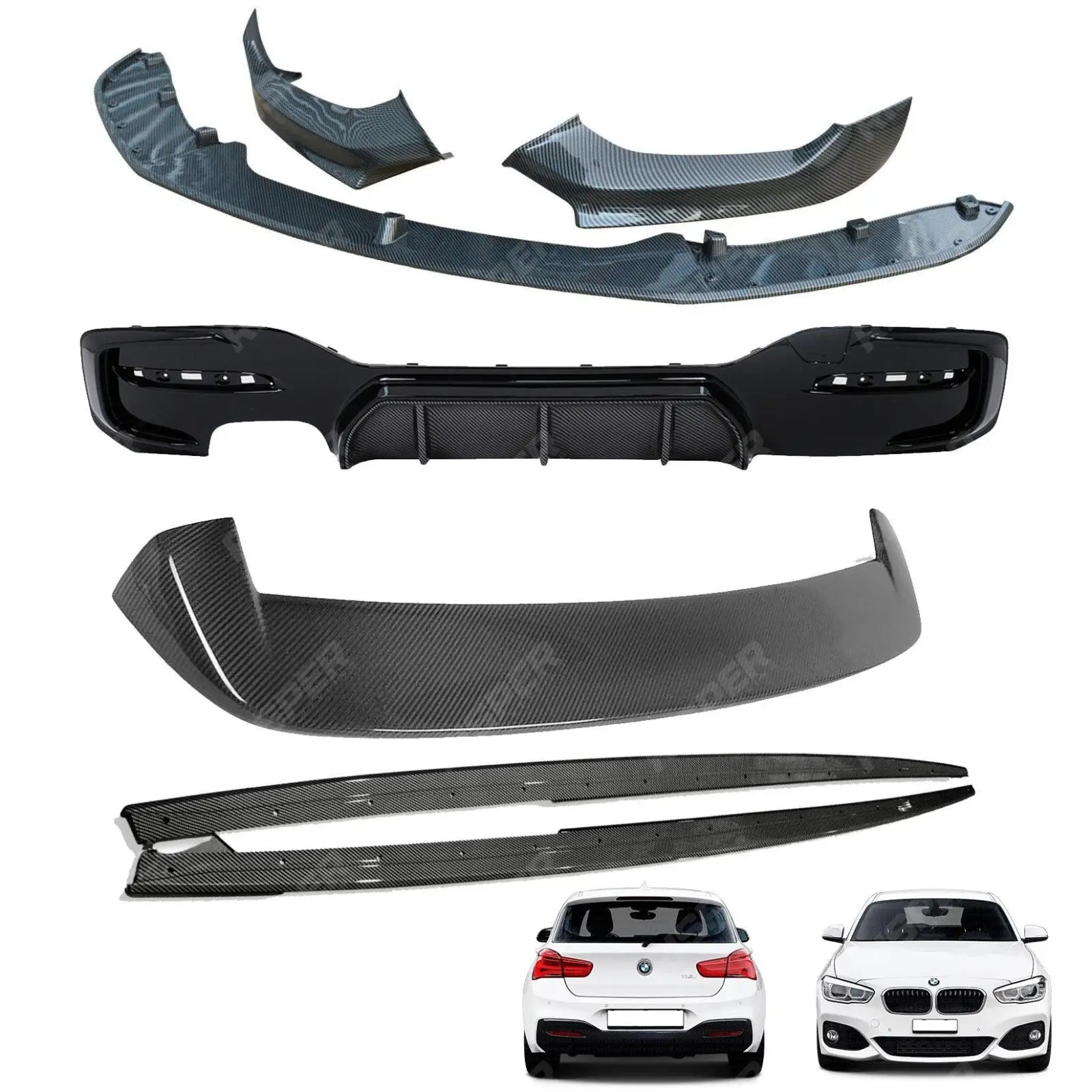 BMW 1 Series LCI M Sport F20 F21 2015 - 2019 Carbon Look Full Aero Body Kit - Diffuser 00___ Main image