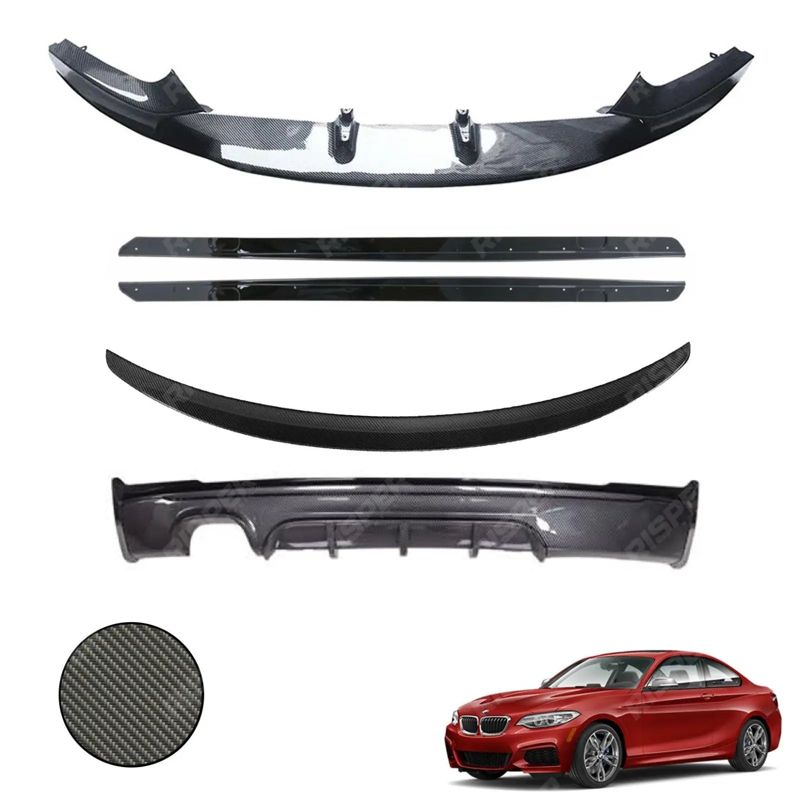 BMW 2 Series F22 M Sport 2014 - 2021 Carbon Look Full Aero Body Kit - Diffuser 00___ Main image