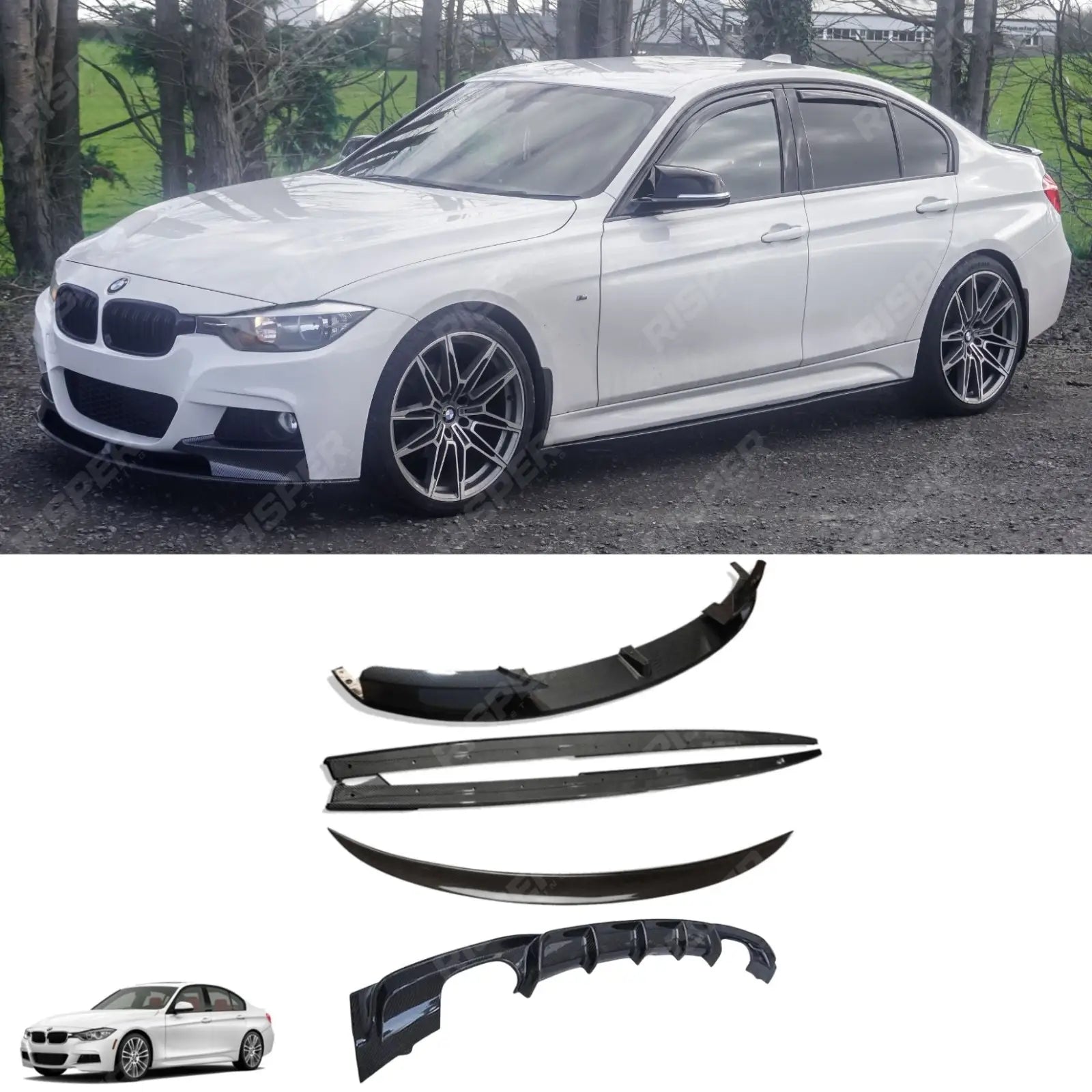 BMW 3 Series F30 M Sport 2012-2018 Carbon Look Full Aero Body Kit - Diffuser 00__00 Aero Kit Main image