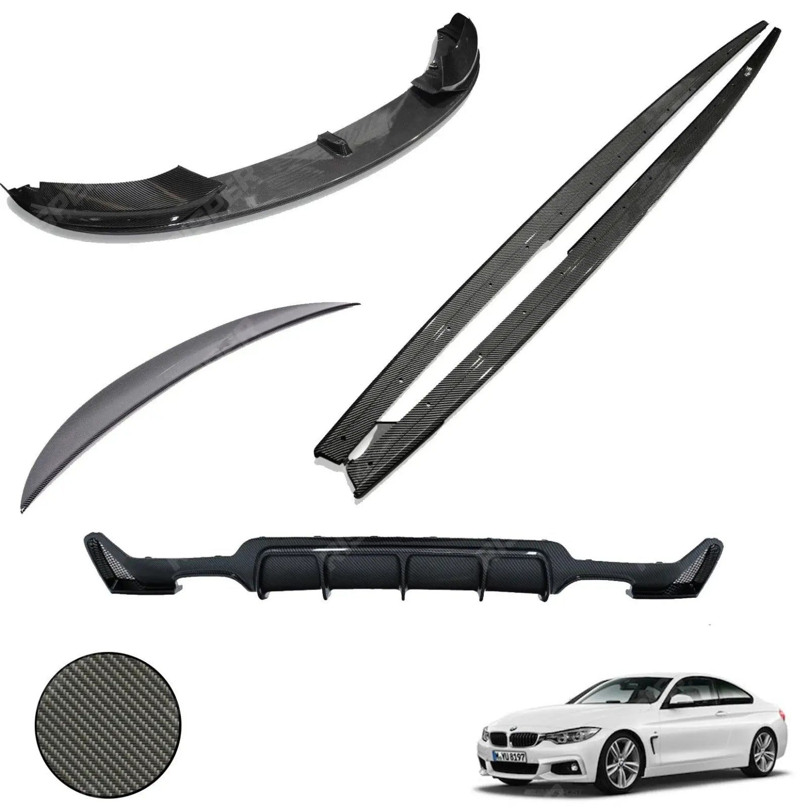 BMW 4 Series F32 M Sport 2014 - 2020 Carbon Look Full Aero Body Lip Kit - Diffuser 00__00 Main image