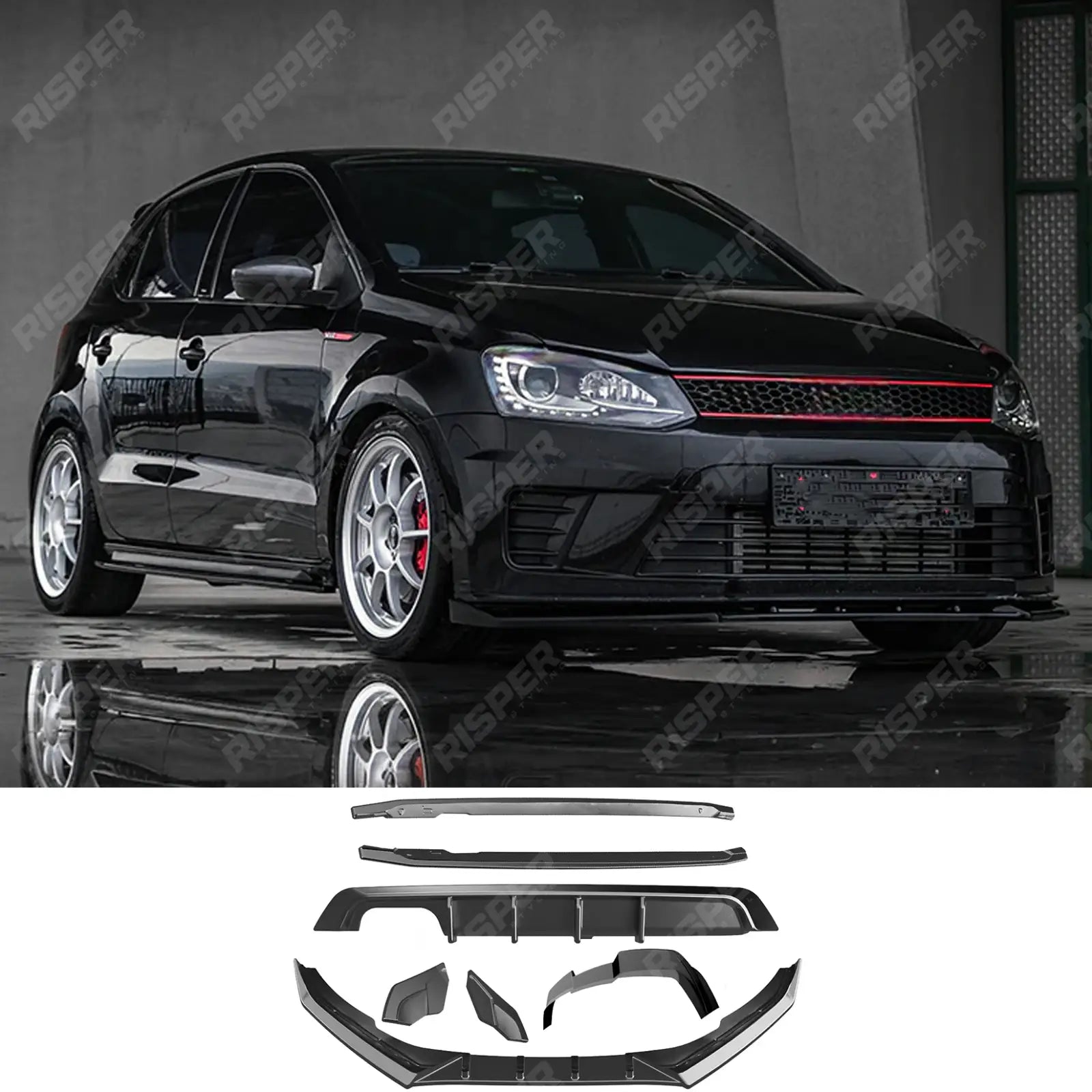 Volkswagen Polo Gti Mk5 2009-2014 Complete Body Kit in Gloss Black - Body Kit Main image