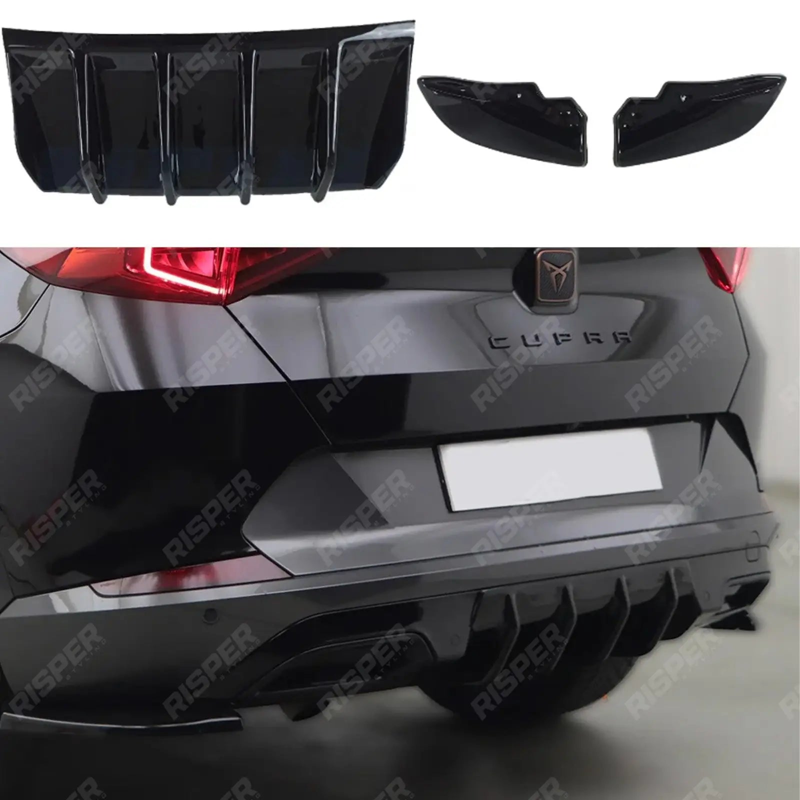 Cupra Formentor 2020 On Gloss Black Rear Diffuser Valance & Rear Side Splitters Front Splitter Main image