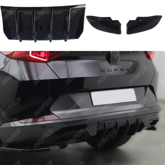 Cupra Formentor 2020 On Gloss Black Rear Diffuser Valance & Rear Side Splitters Front Splitter 1600