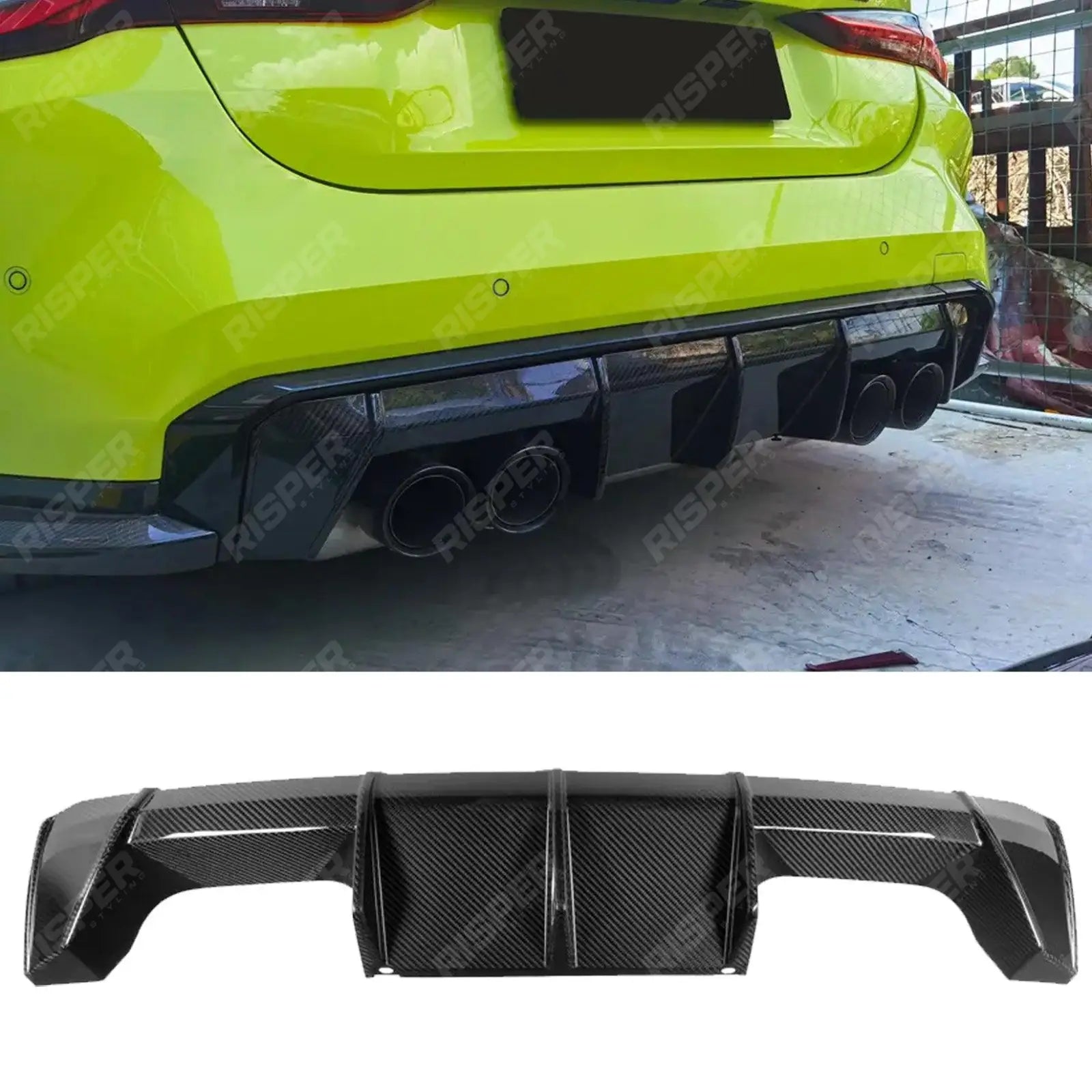 BMW M3 M4 G80 G82 G83 - Pre Preg Carbon Fibre Performance Style Rear Diffuser Main image