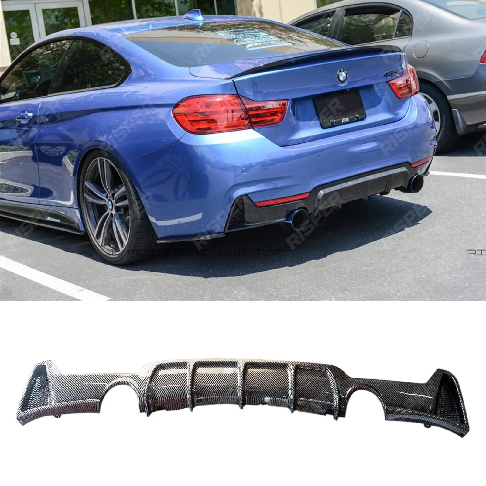 BMW 4 Series F32 F36 M Sport - Dual Exit Rear Diffuser in Carbon Look Main image